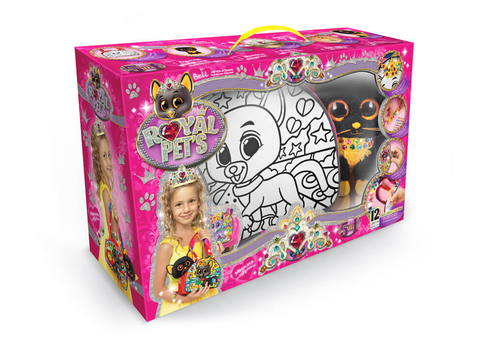 Набір для творчості Сумка-розмальовка з іграшкою, 12 фарб Унісекс Danko Toys Royal Pets