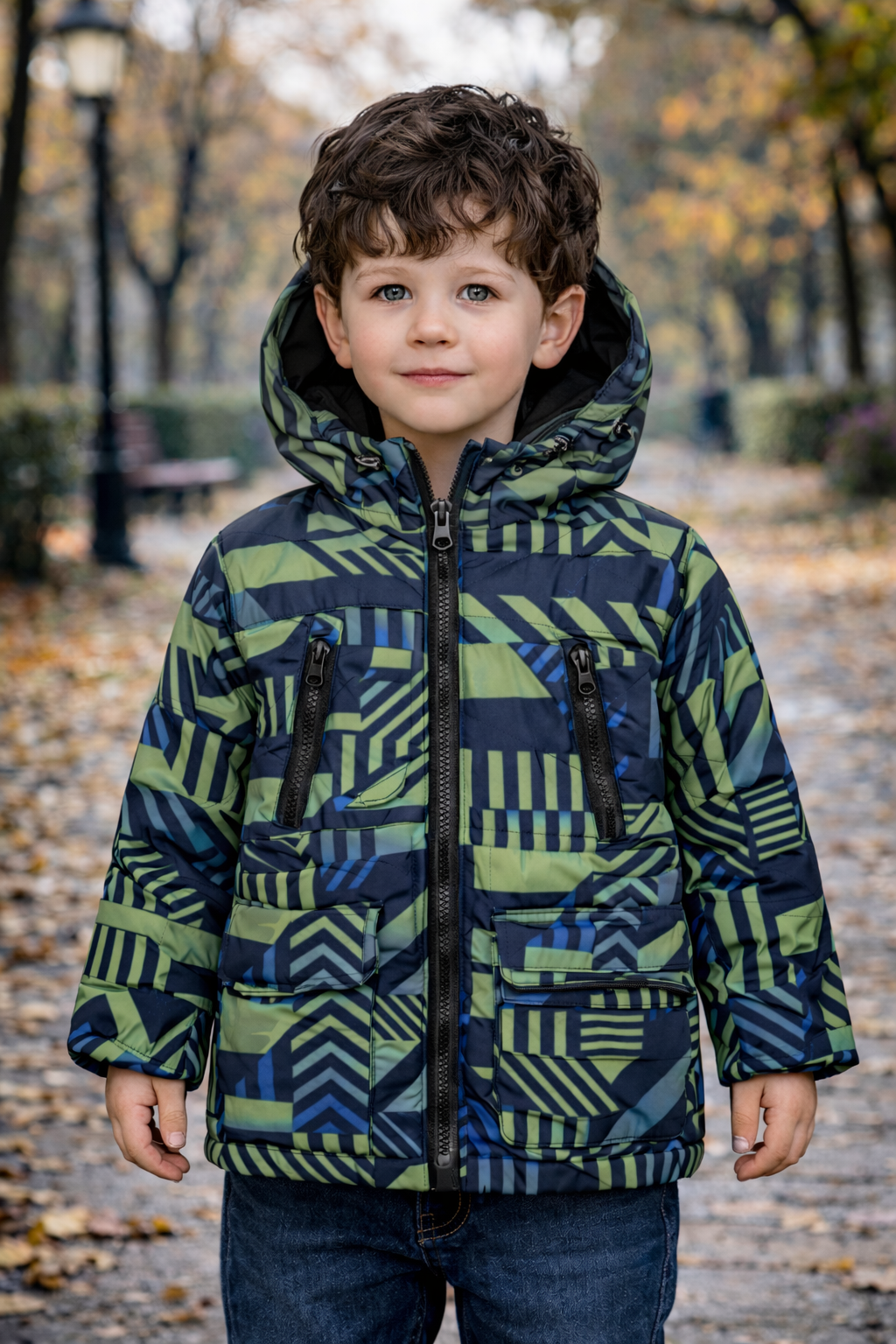 Куртка для хлопчика зелено-чорний Garden Baby Абстракція