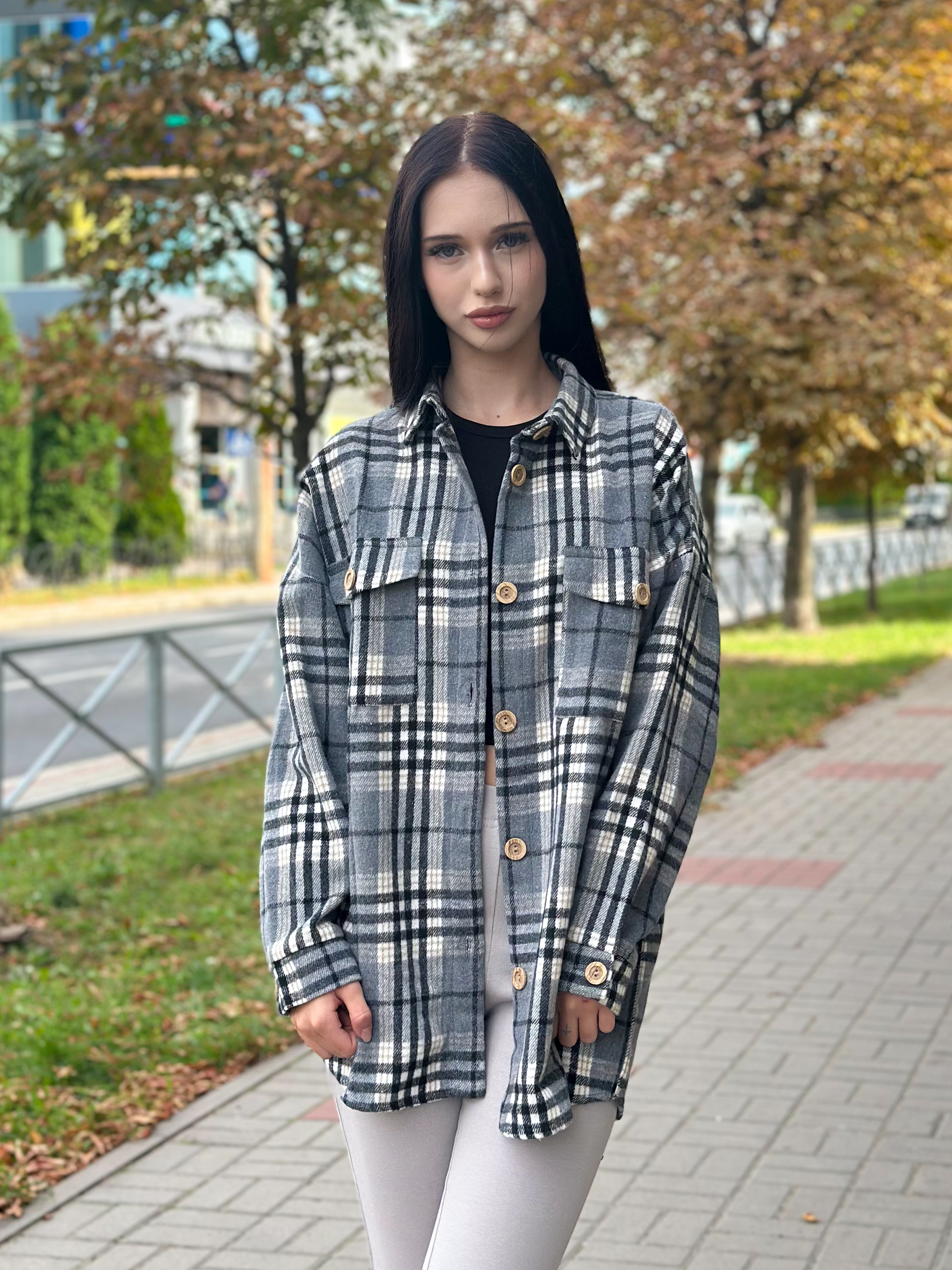 Сорочка котонова для дівчинки сірий Mevis 4635-05