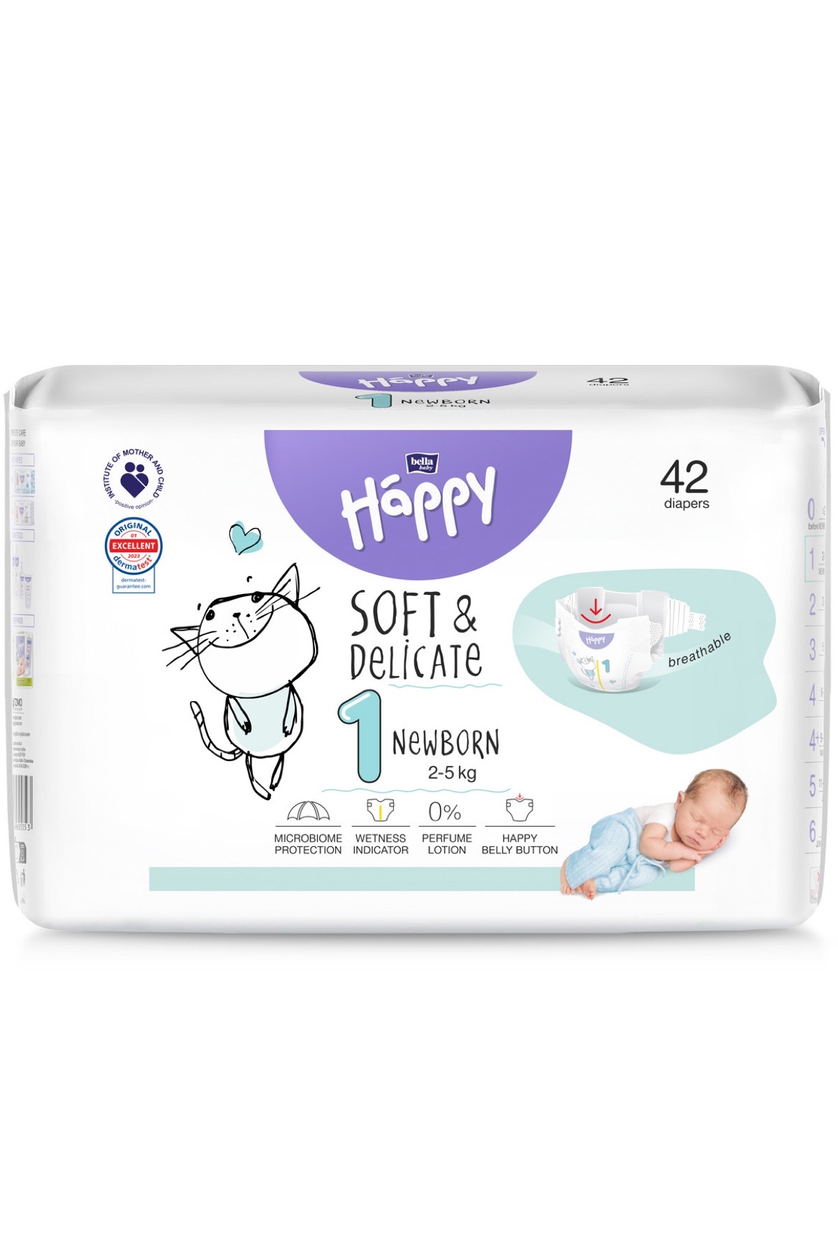 Підгузки 42 штуки, на вагу 2-5 кг Унісекс Happy №1 NewBorn