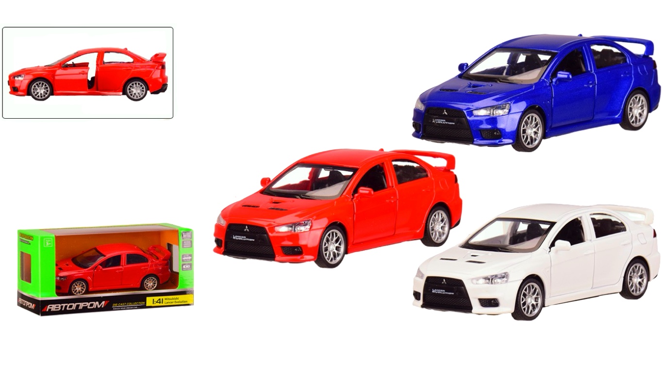 Машина колекційна Mitsubishi Lancer Evolution, відкриваються двері Унісекс Автопром 4335