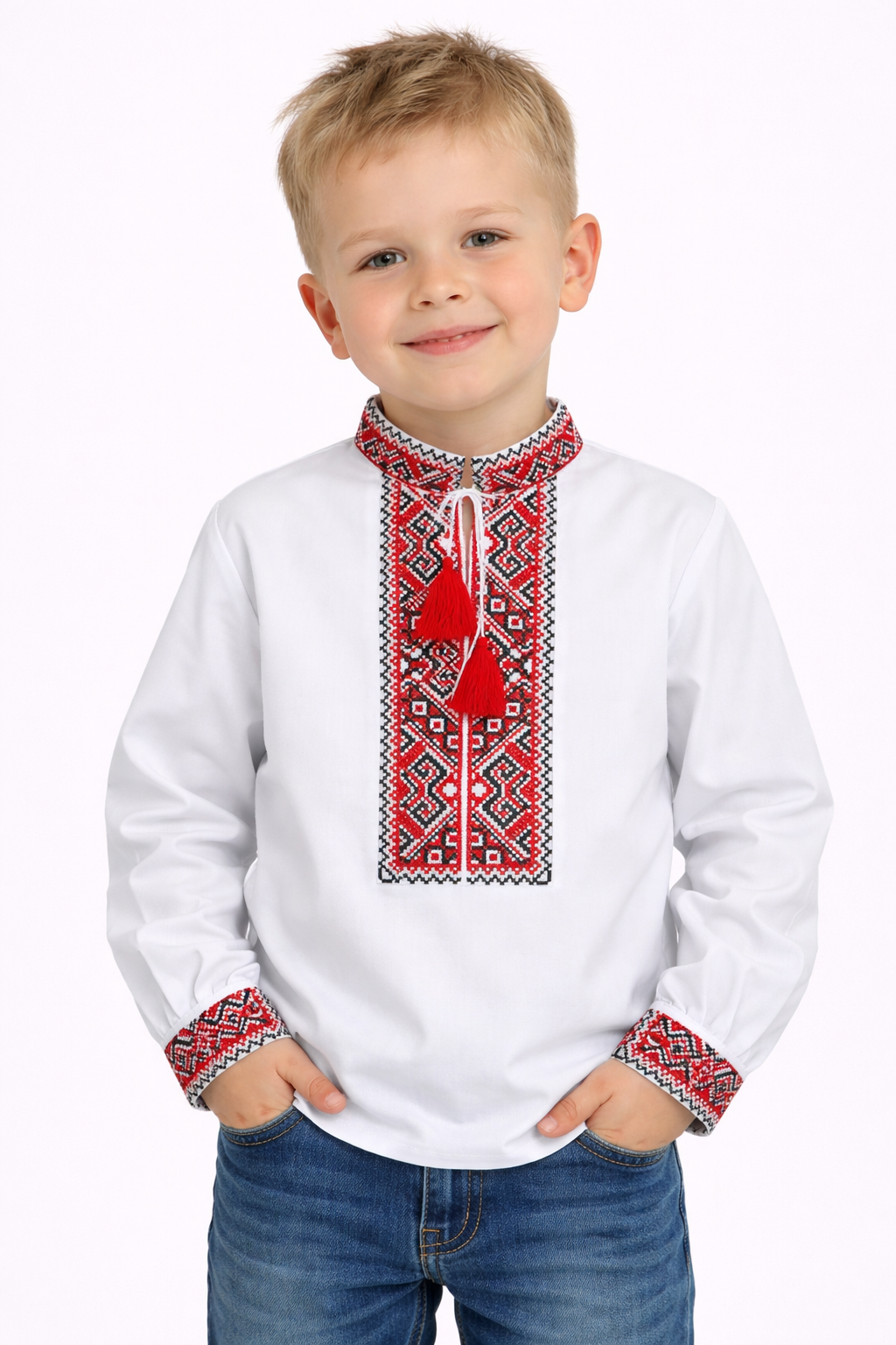 Вишиванка для хлопчика червоний Хмельницький кр/Орнамент