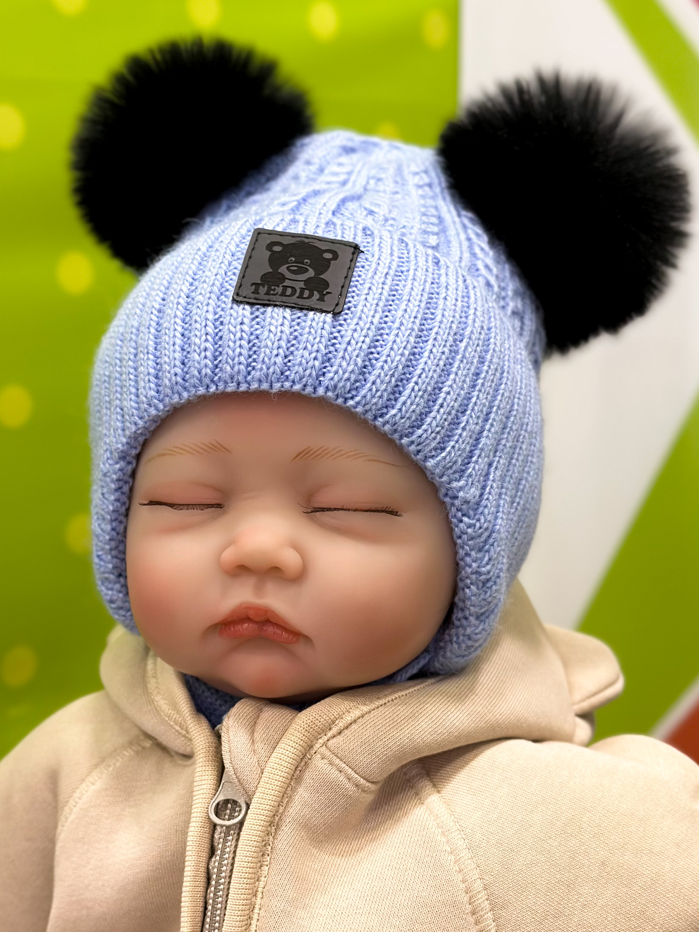 Шапка з флісовою підкладкою для хлопчика блакитний УкраїнаТ 2 Teddблак