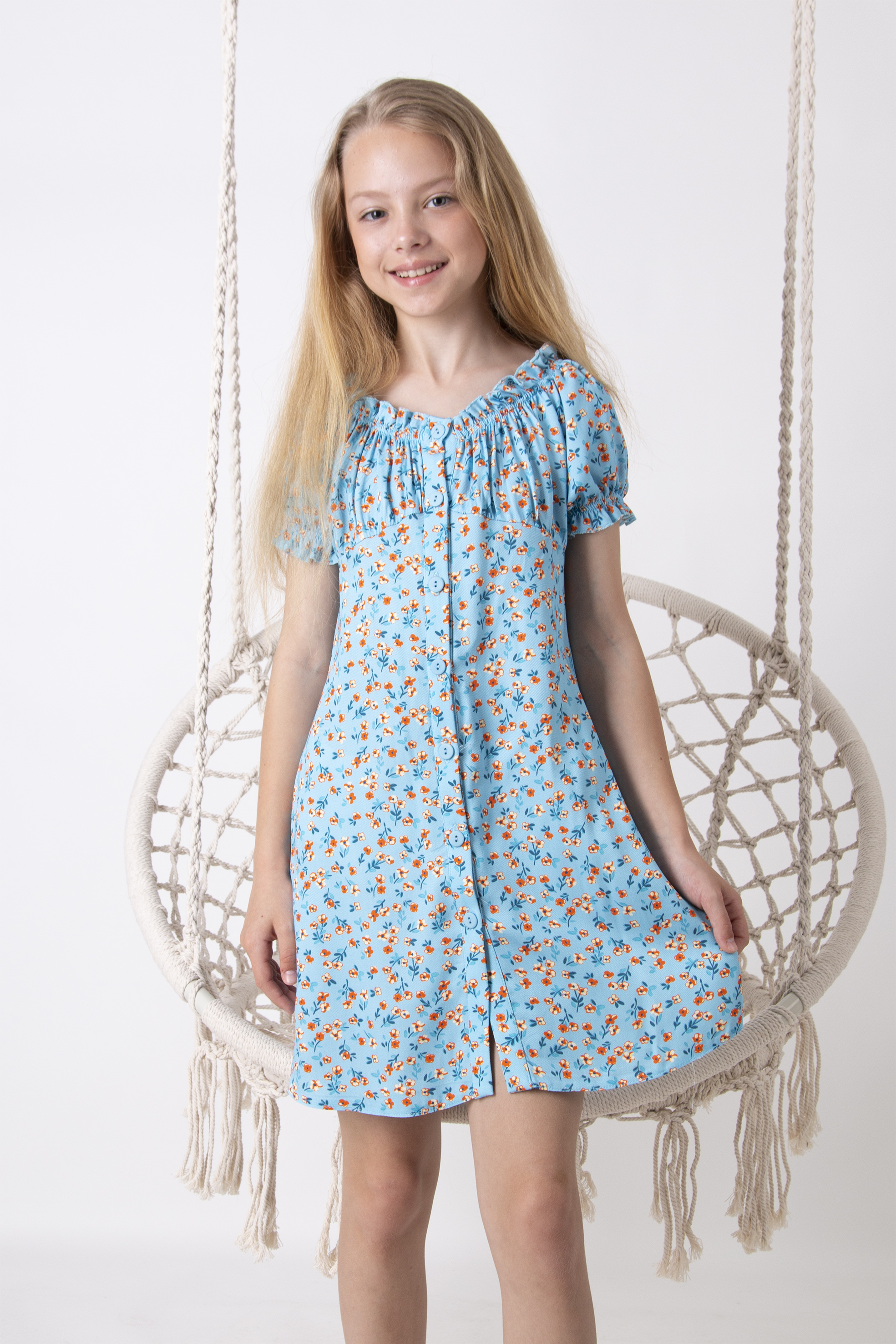 Сукня повсякденна для дівчинки блакитний Mevis 4677-02