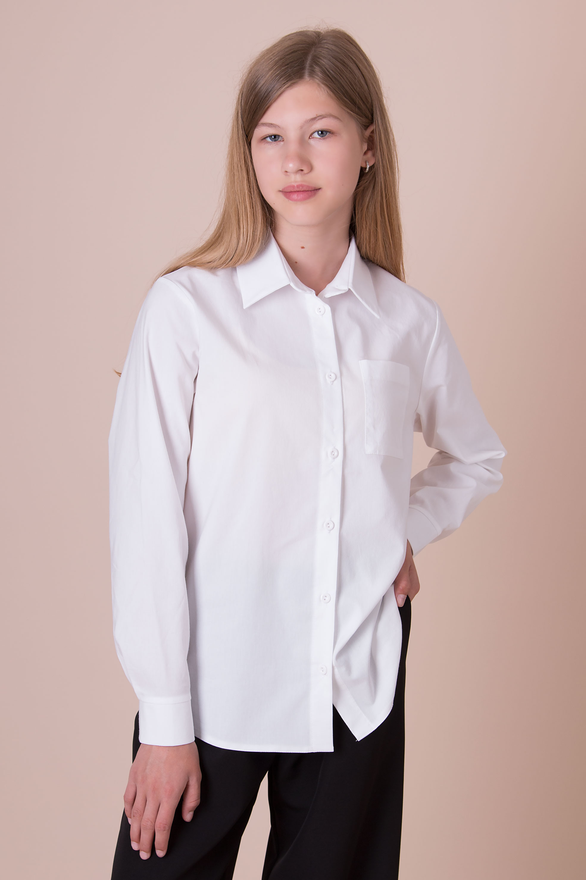 Сорочка котонова для дівчинки білий Mevis 5030-01
