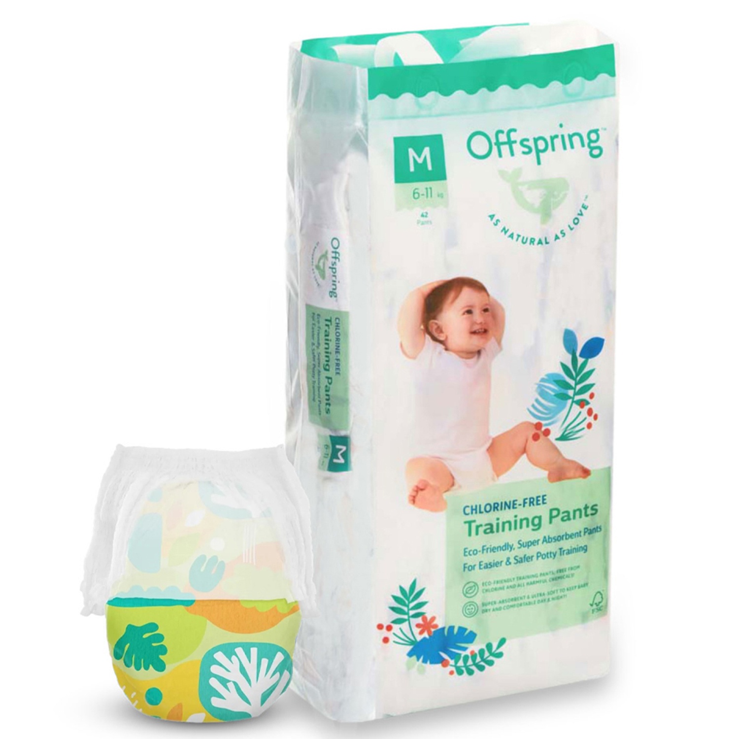 Підгузки трусиками 42 штуки, на вагу 6-11 кг  Унісекс Offspring 42P-FRT/Ліс