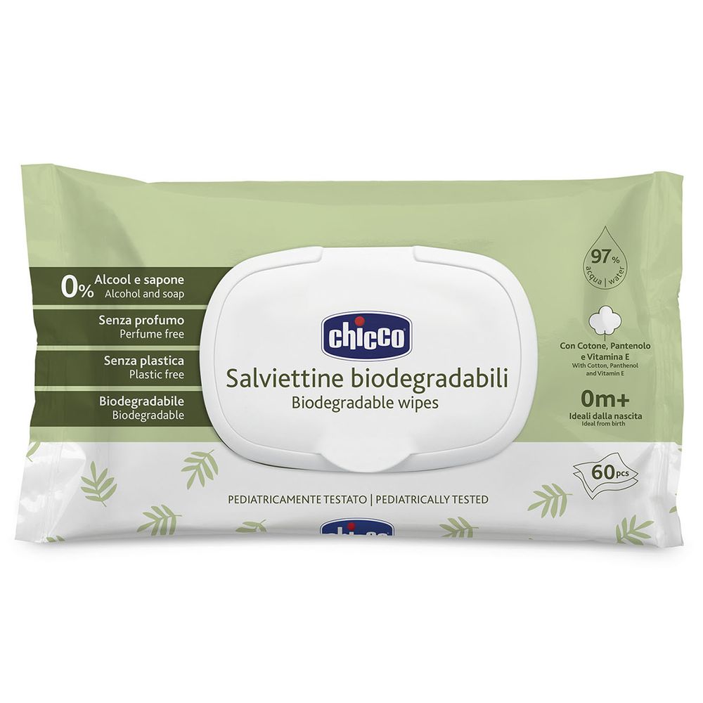 Серветки біорозкладні 60 штук Унісекс Chicco 12050.70