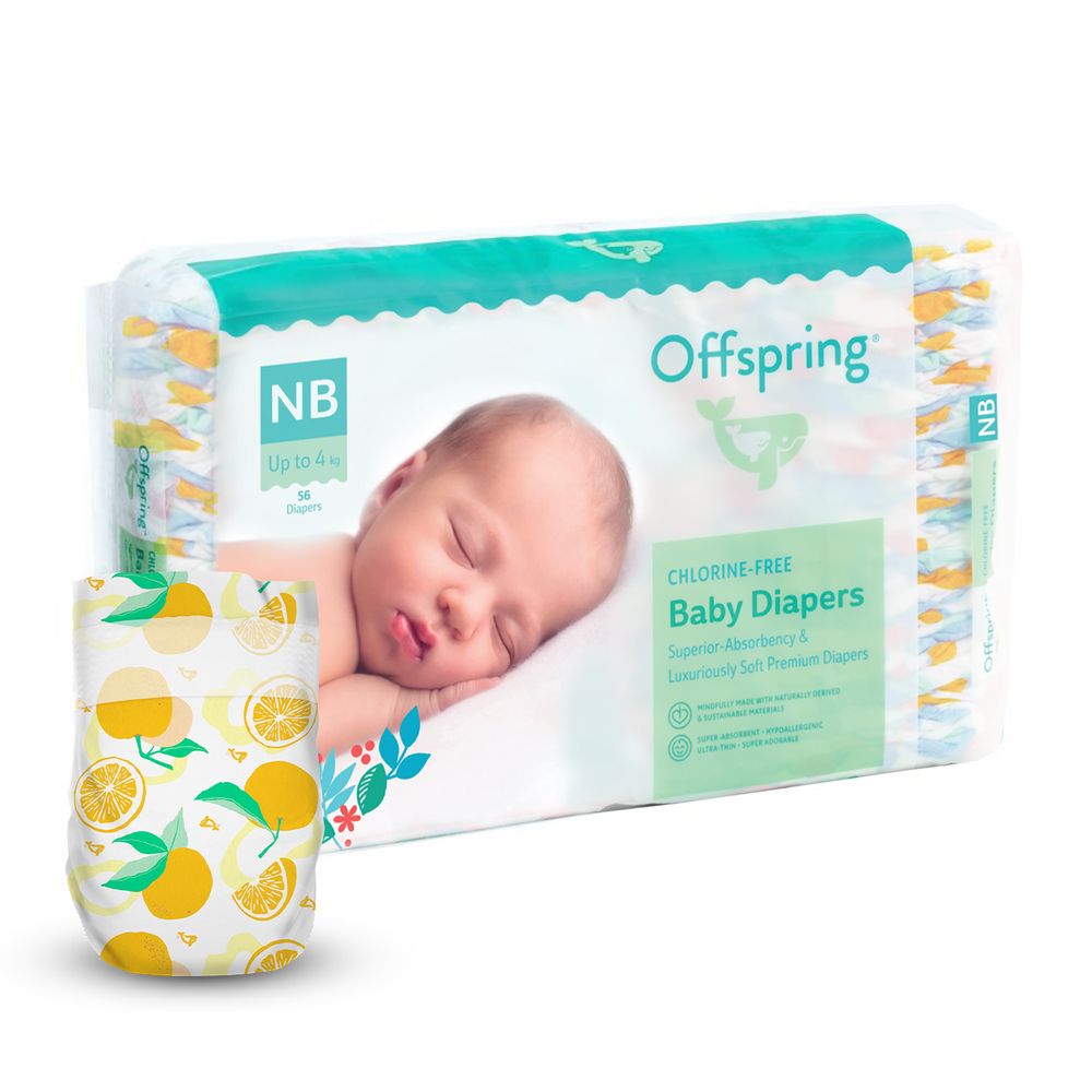 Підгузки 56 штук, на вагу до 4 кг Апельсин Унісекс Offspring NB56P-TGYORN