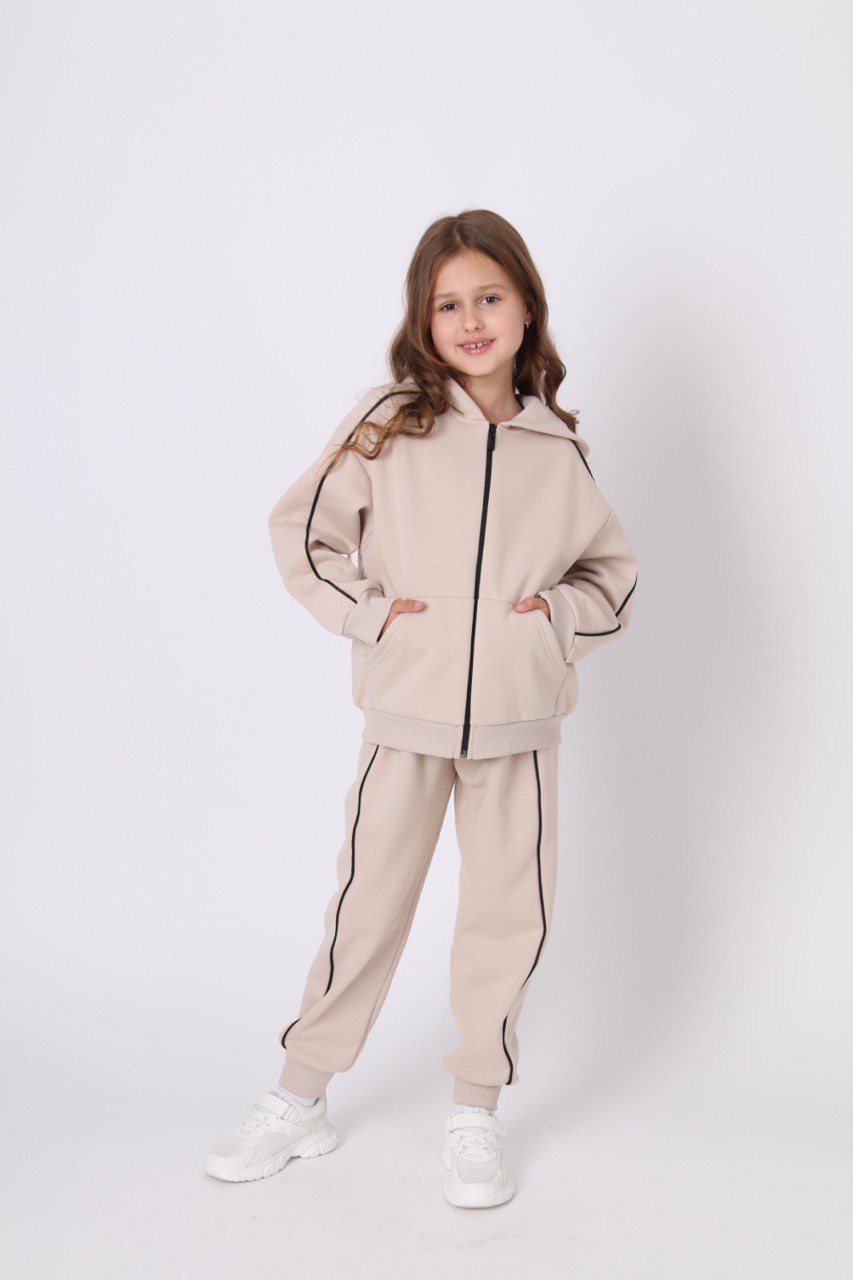 Костюм спортивний для дівчинки бежевий Mevis 5281-01