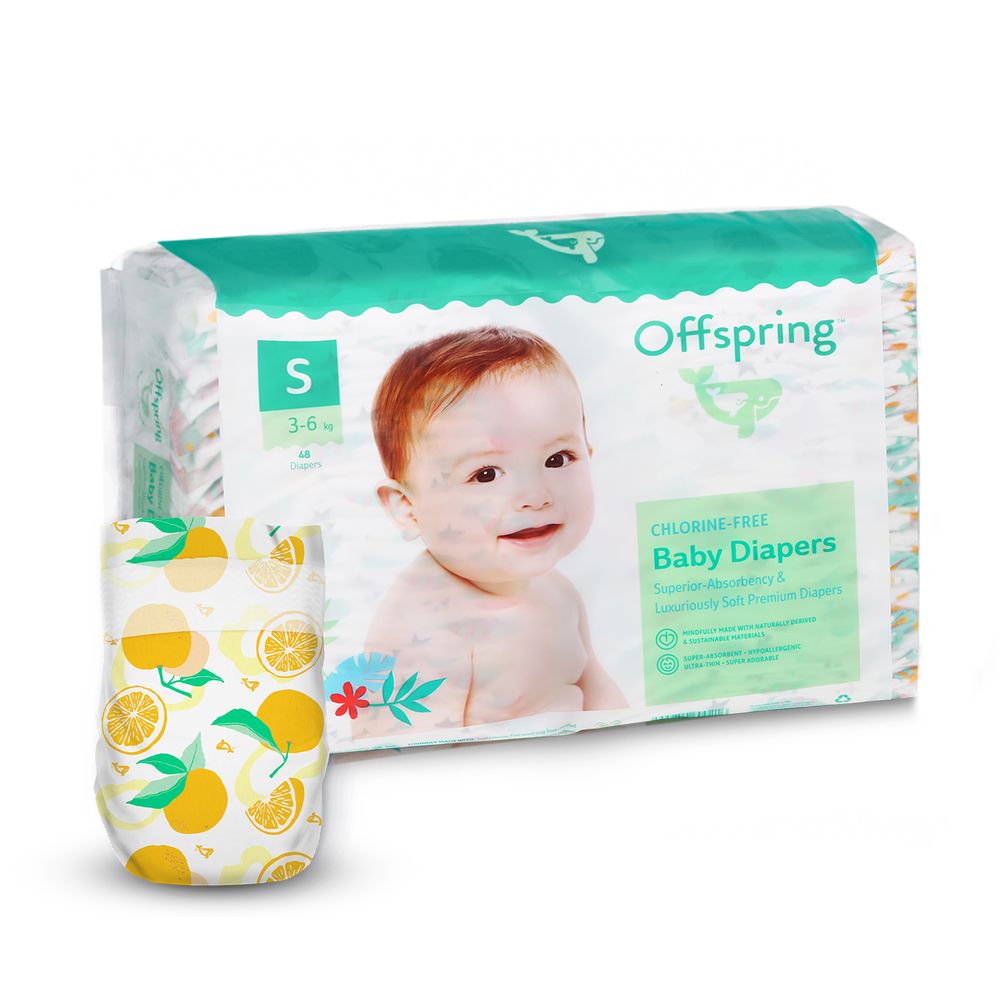 Підгузки 48 штук, на вагу 3-6 кг Апельсин Унісекс Offspring S48P-TGYORN