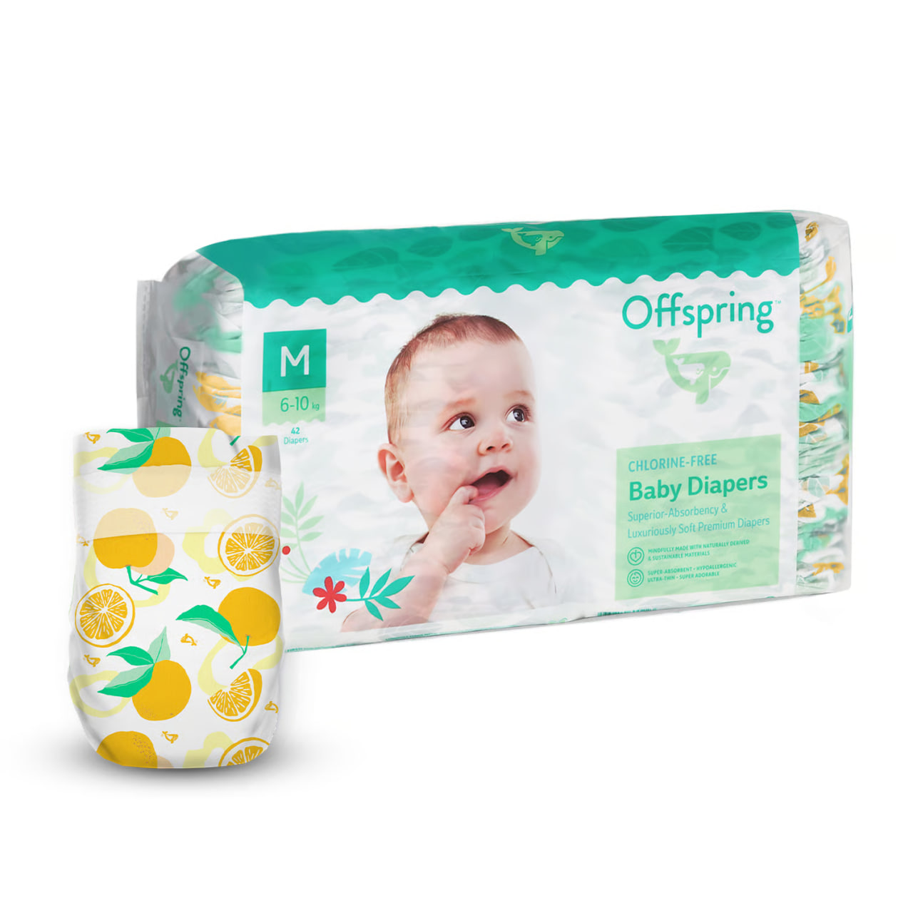 Підгузки 42 штуки, на вагу 6-10 кг Апельсин Унісекс Offspring M42P-TGYORN