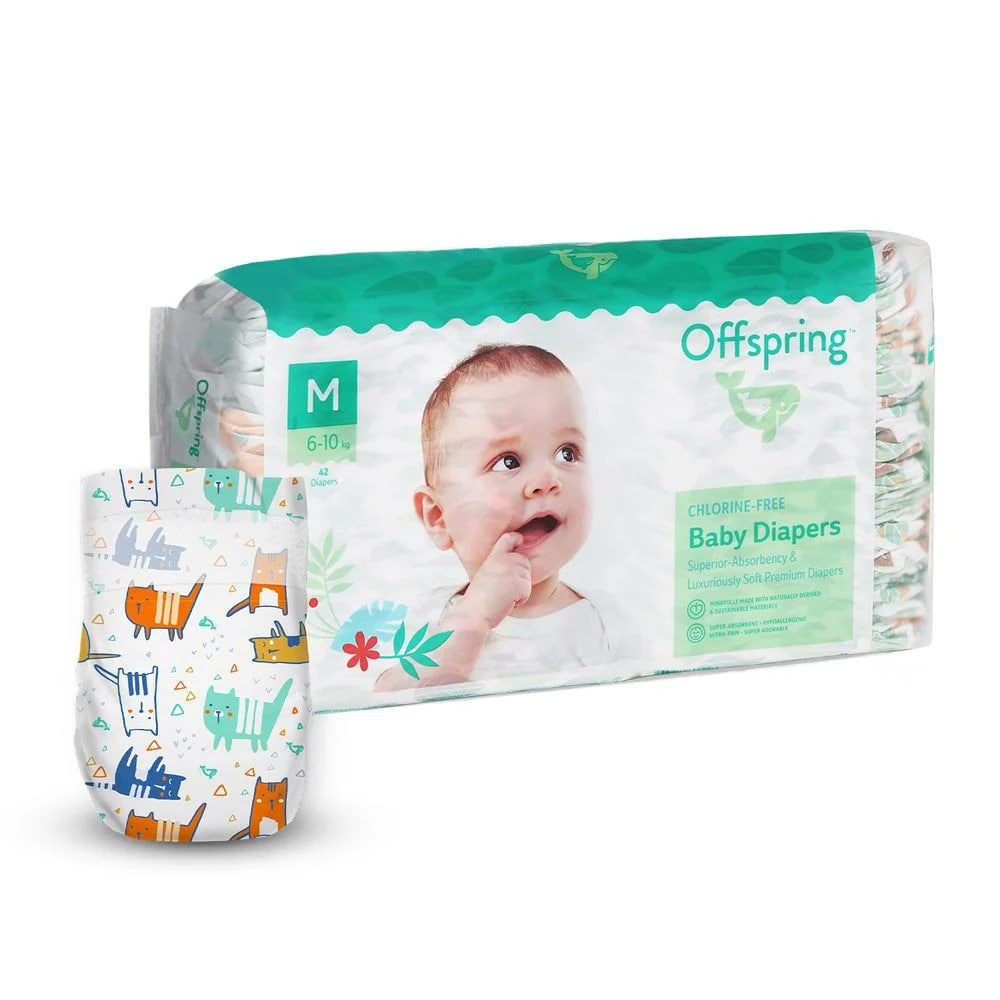 Підгузки 42 штуки, на вагу 6-10 кг Котики Унісекс Offspring M42P-MTC