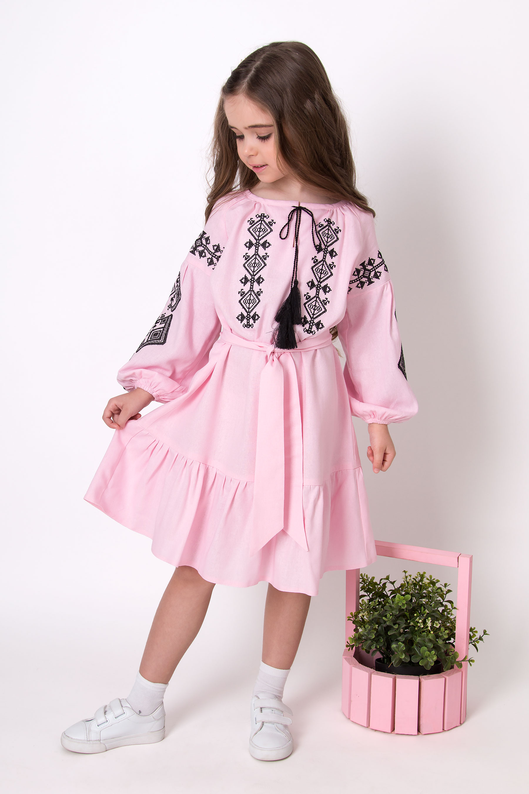 Вишиванка сукня для дівчинки рожевий Mevis 5378-09