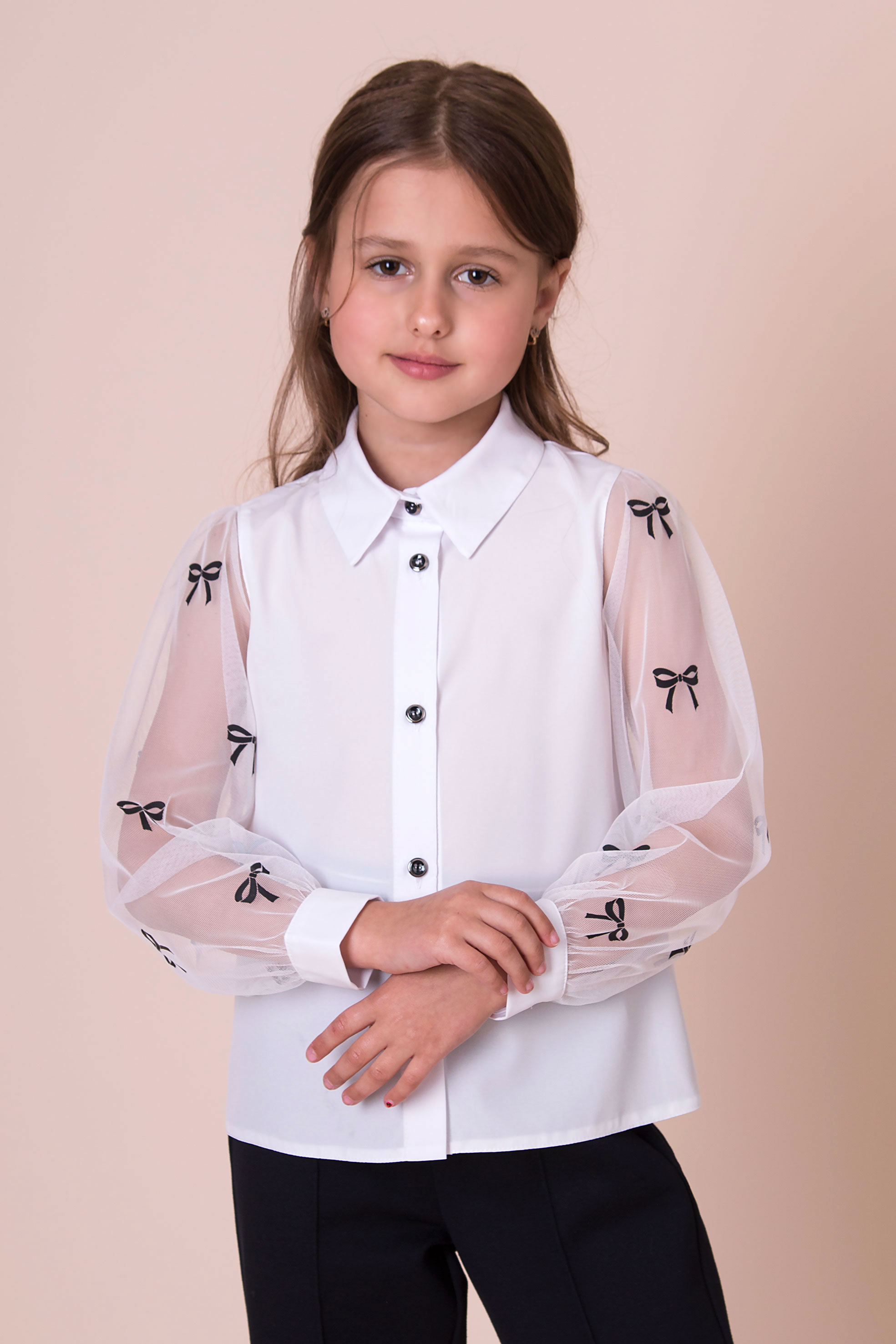 Блуза Бантики для дівчинки молочний Mevis 4965-02