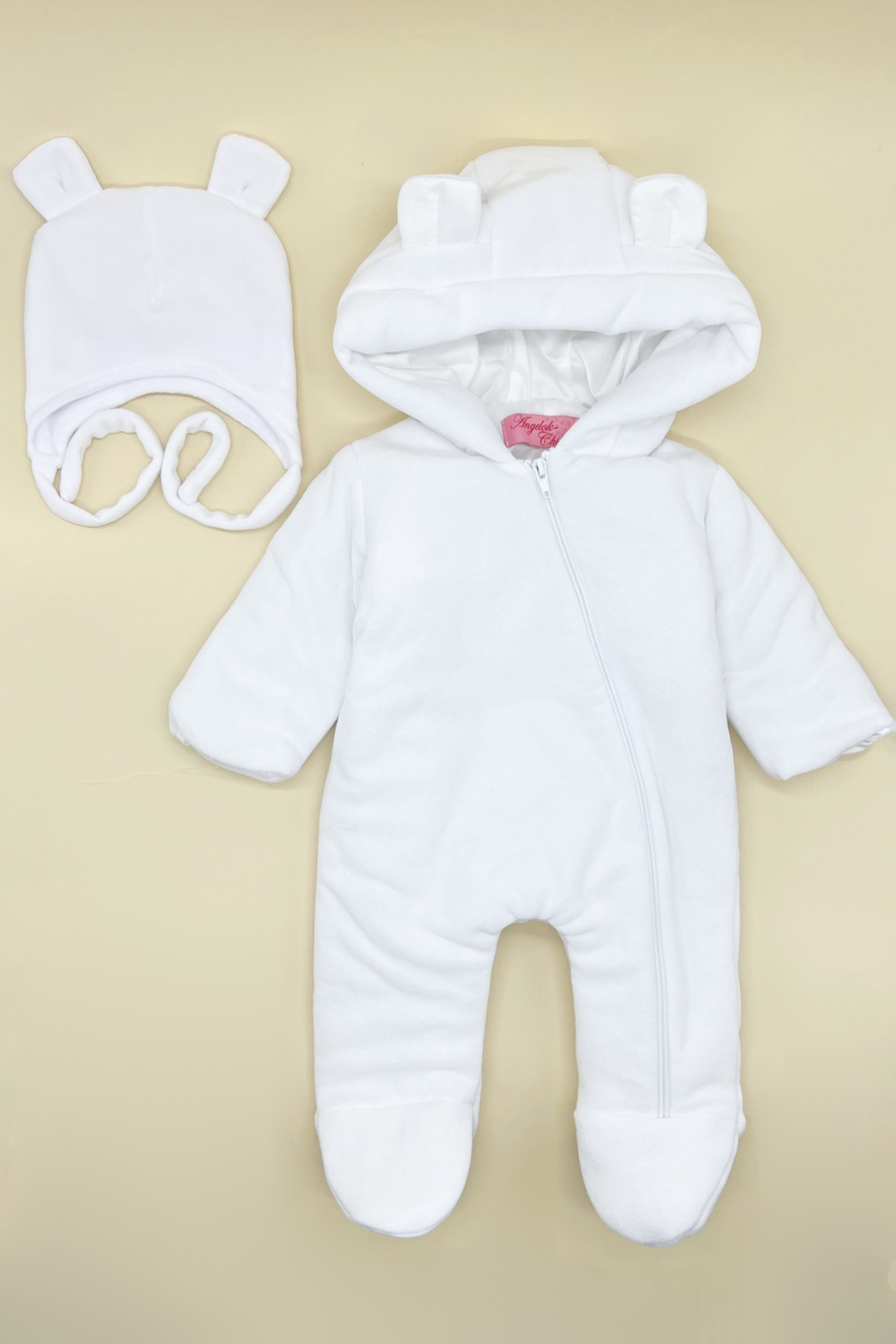 Комбінезон  із шапкою для дівчинки білий Angelok-Child кб/1107біл