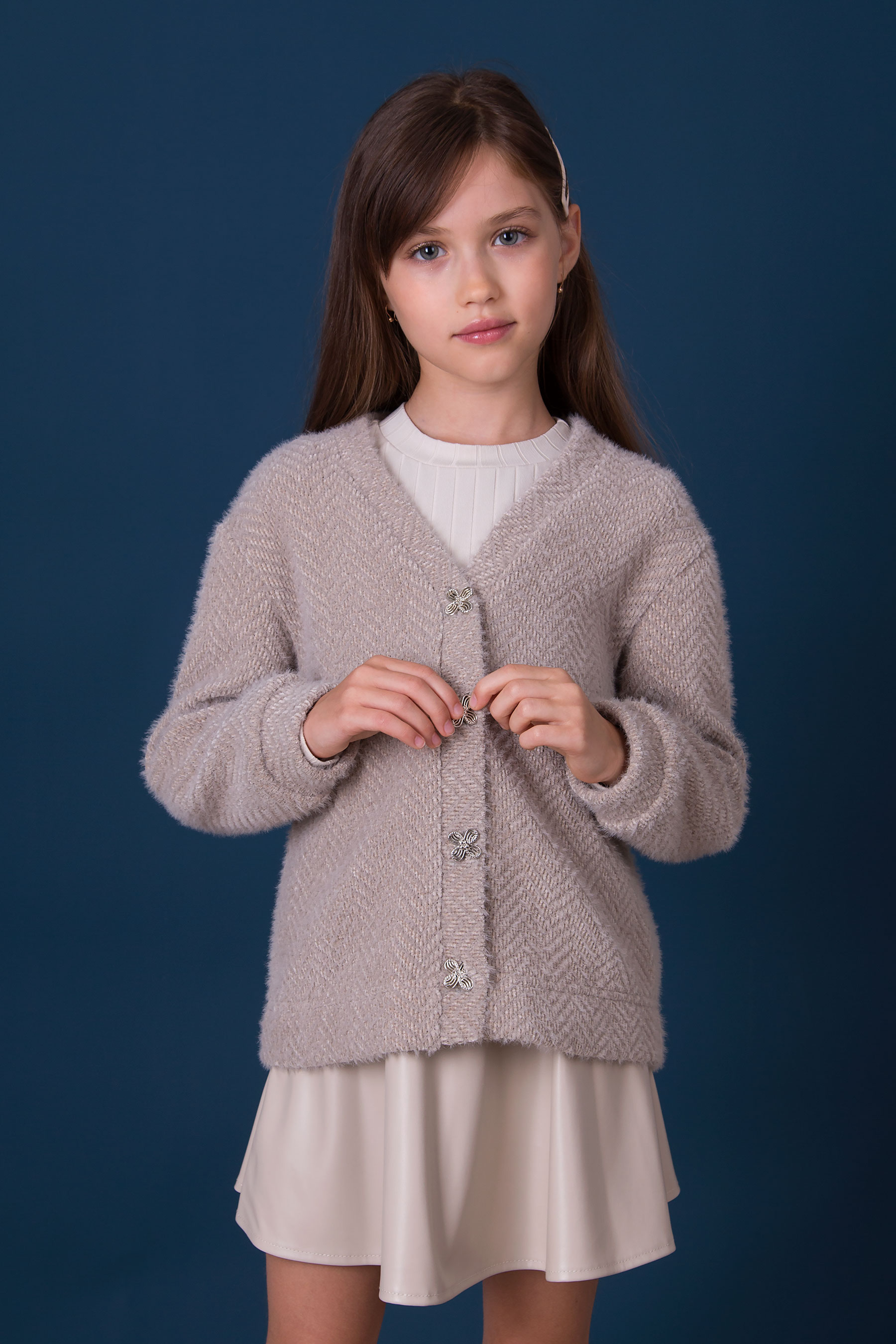 Кофта на гудзиках для дівчинки бежевий Mevis 5581-02