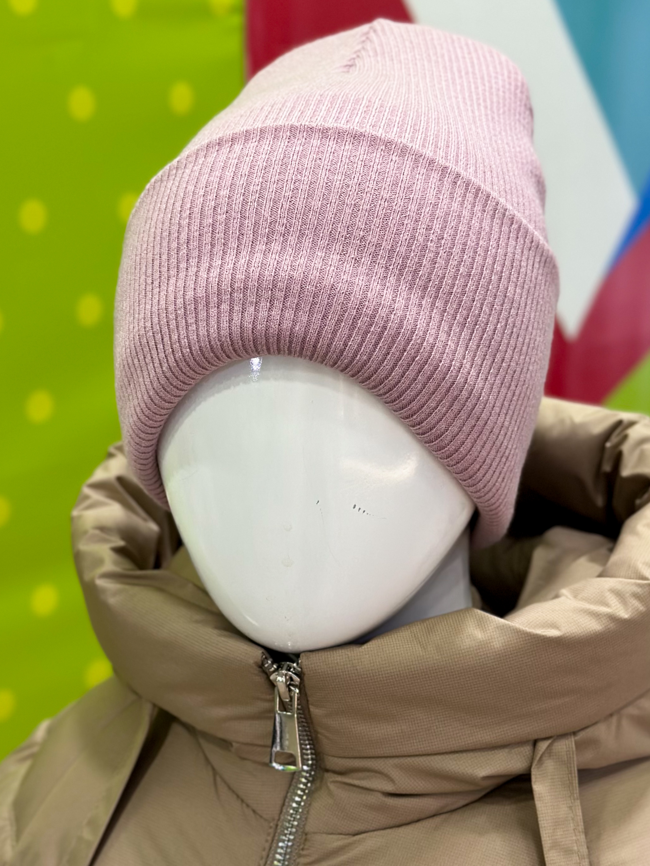 Шапка з флісовою підкладкою для дівчинки пудровий Talvi Kids 03045/пуд