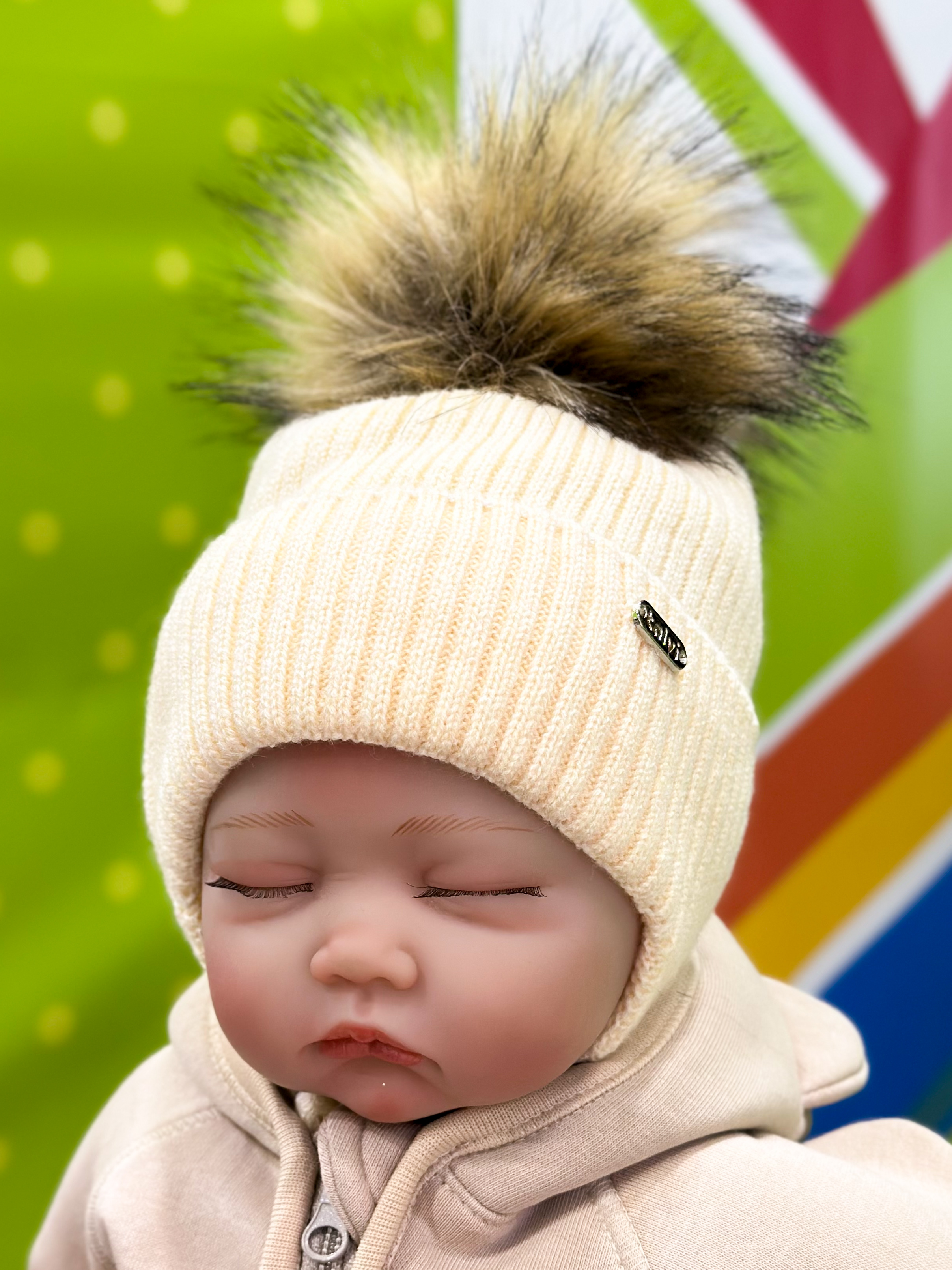 Шапка з флісовою підкладкою для дівчинки персиковий Talvi Kids 02986/пер