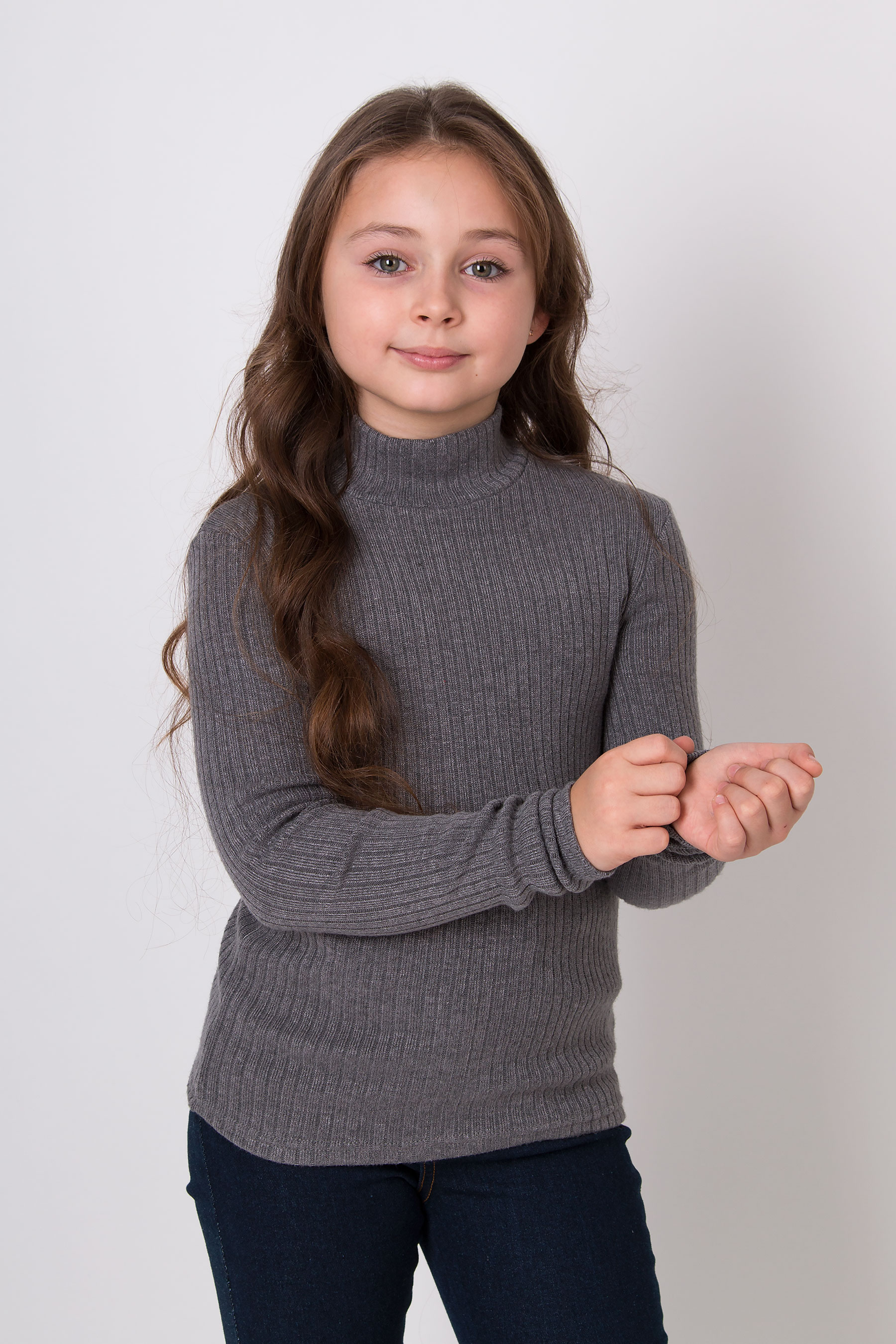 Гольф рубчик для дівчинки сірий Mevis 5653-08
