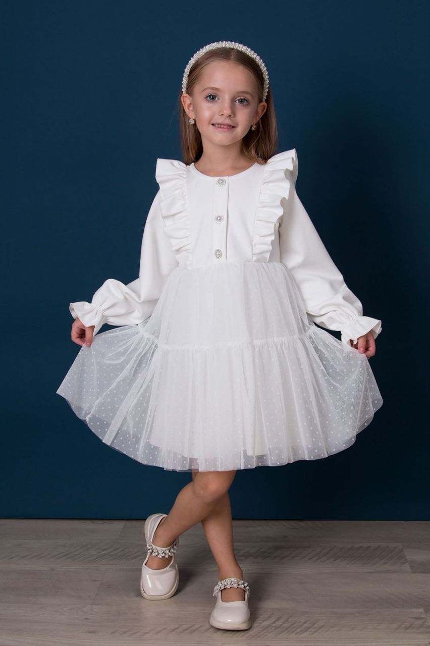 Сукня святкова для дівчинки молочний Mevis 5635-01