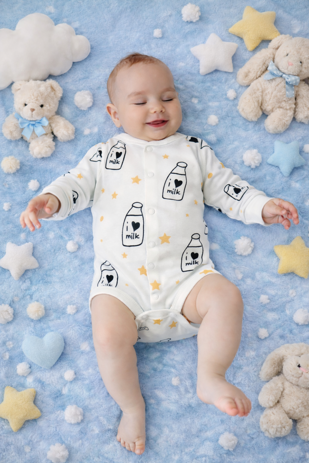 Боди с длинным рукавом  для мальчика молочний Україна (НТ) бд/Milk/9-052