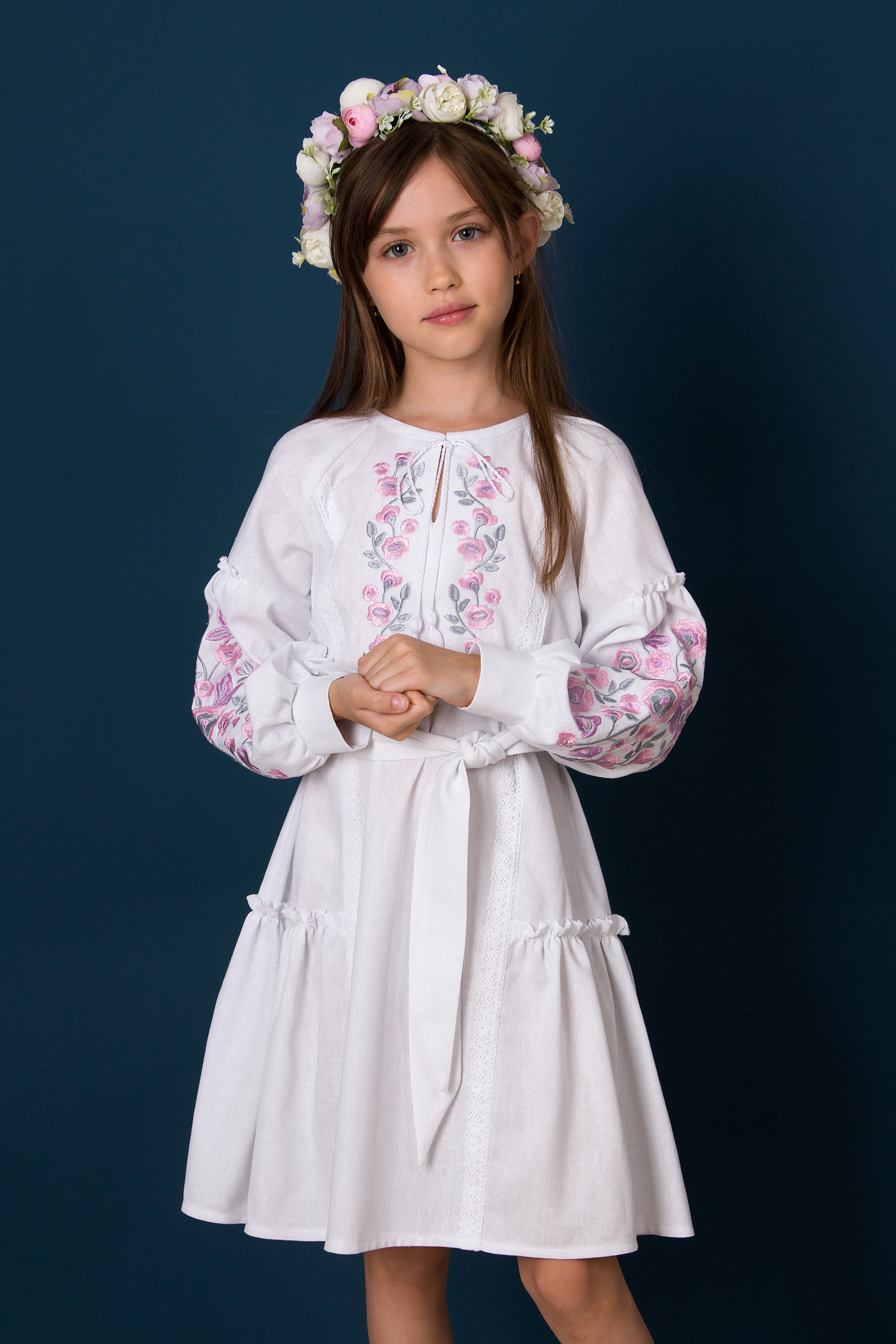 Вишиванка сукня  для дівчинки білий Mevis 5535-04