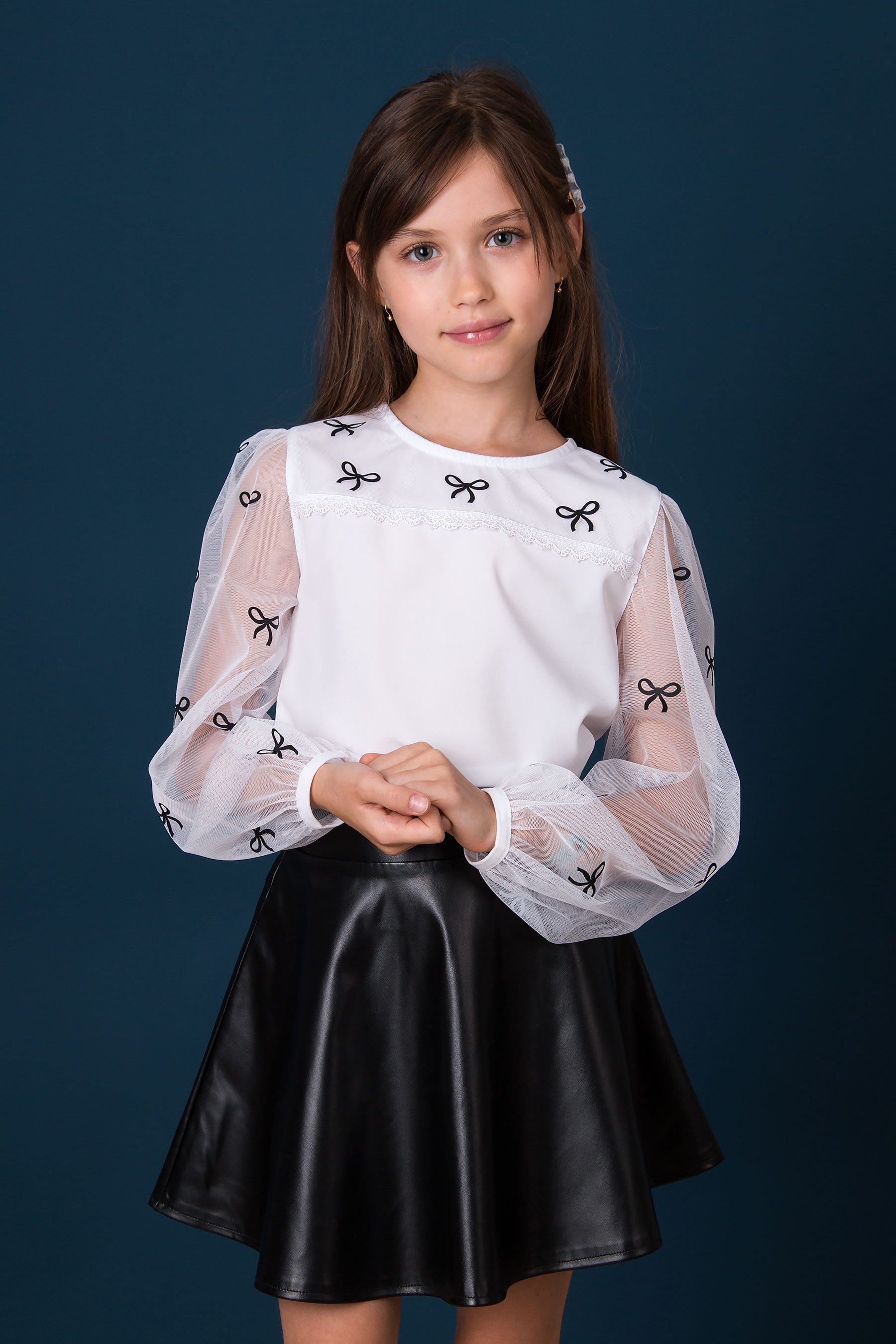 Блуза Бантики для дівчинки білий Mevis 4993-03