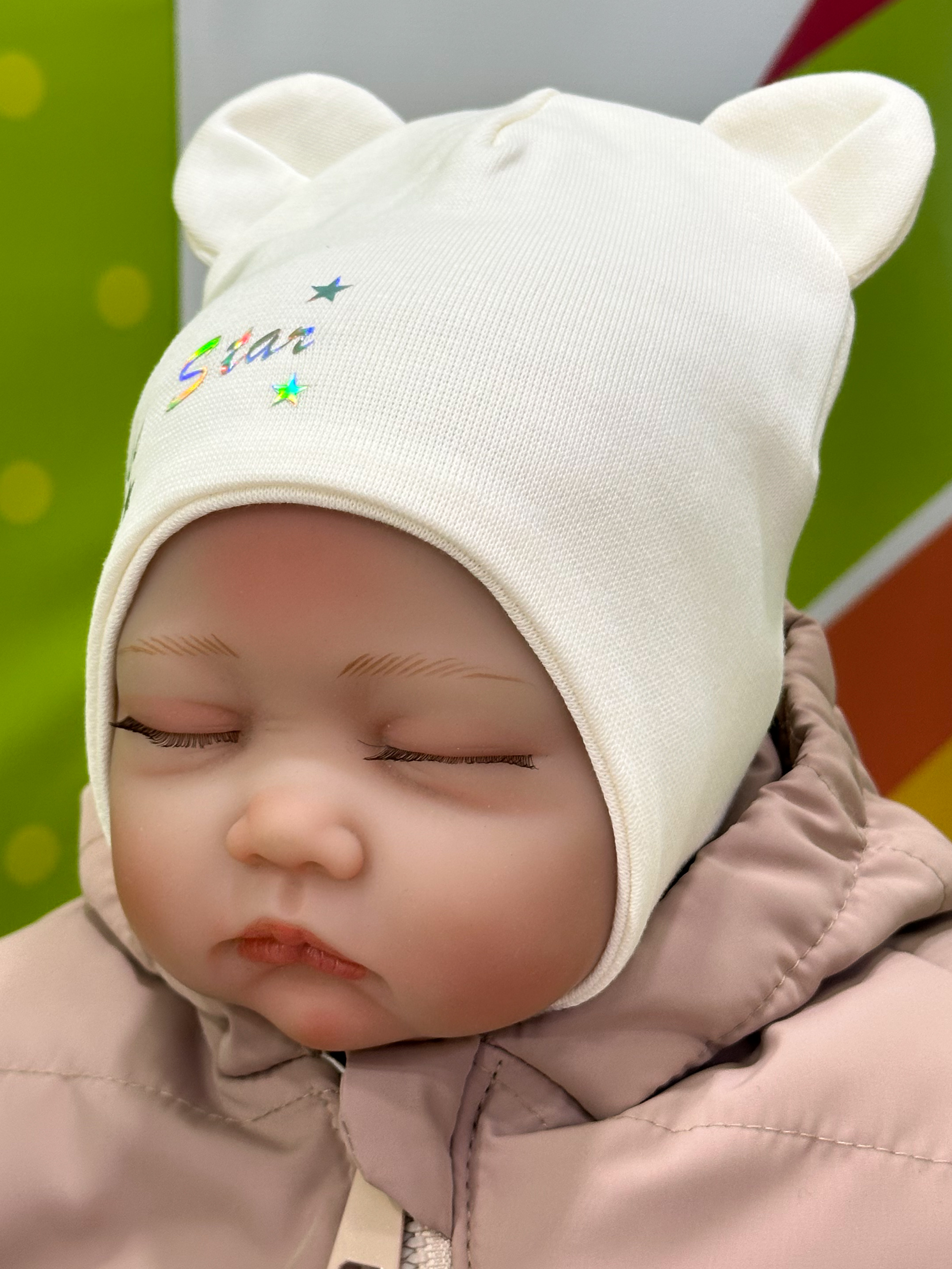 Шапка  на бавовняній підкладці для дівчинки молочний Talvi Kids 03294/мол