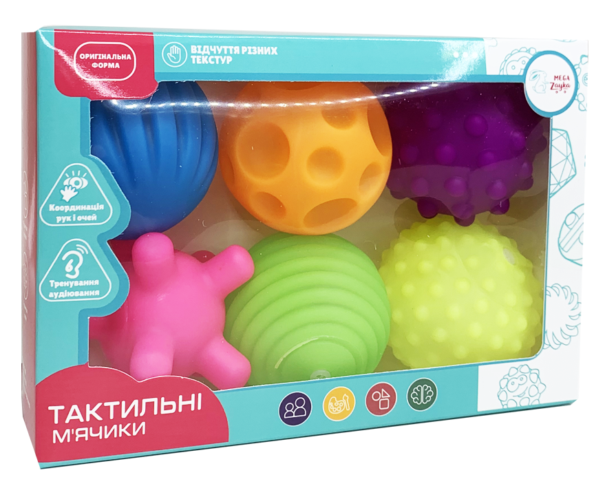 М'яч сенсорний 6 шт у коробці Унісекс Mega Zayka 0932/м