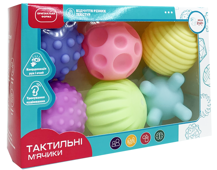 М'яч сенсорний 6 шт у коробці Унісекс Mega Zayka 0926/м
