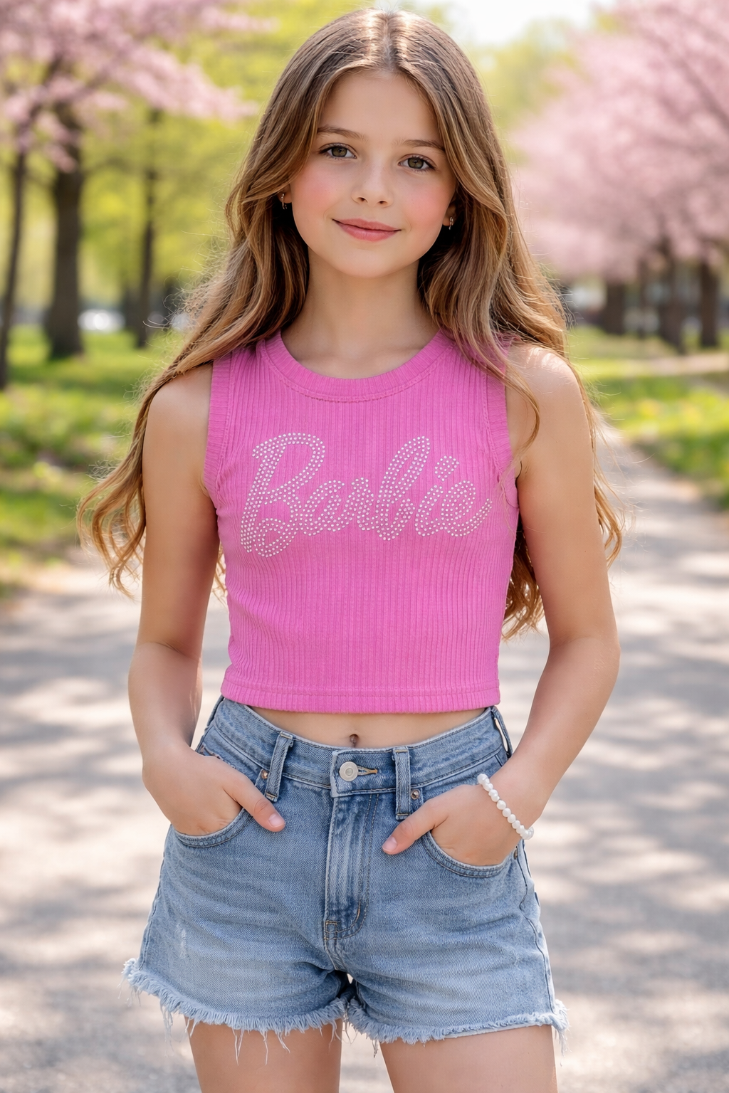 Топ зі стразами для дівчинки бузковий DimGerLena Barbie/буз