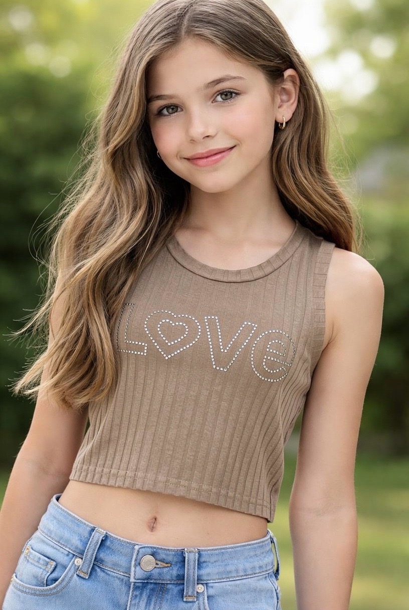 Топ зі стразами для дівчинки бежевий DimGerLena Love/беж