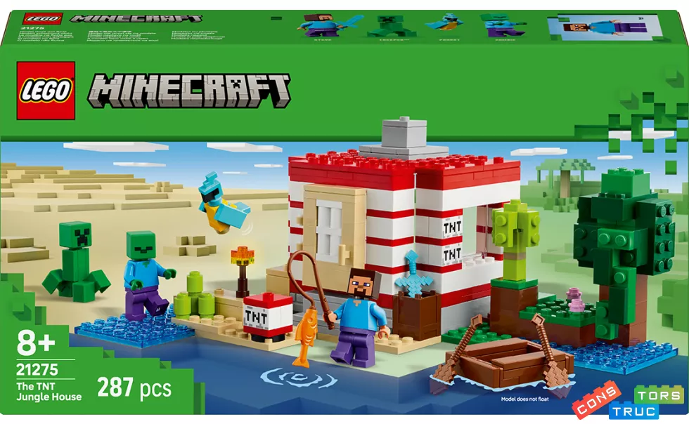 Конструктор Minecraft 287 деталей, Будинок з вибухівки в джунглях Унісекс LEGO Данія 21275