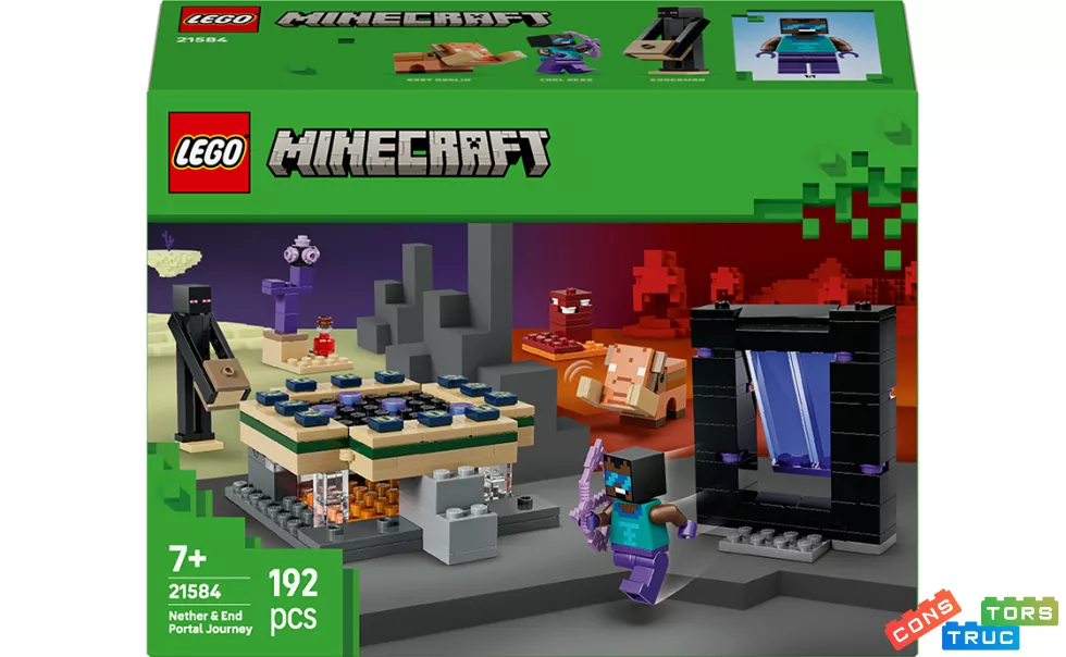 Конструктор Minecraft 192 деталі, Подорож до Нижнього світу та Порталу до Краю Унісекс LEGO Данія 21584