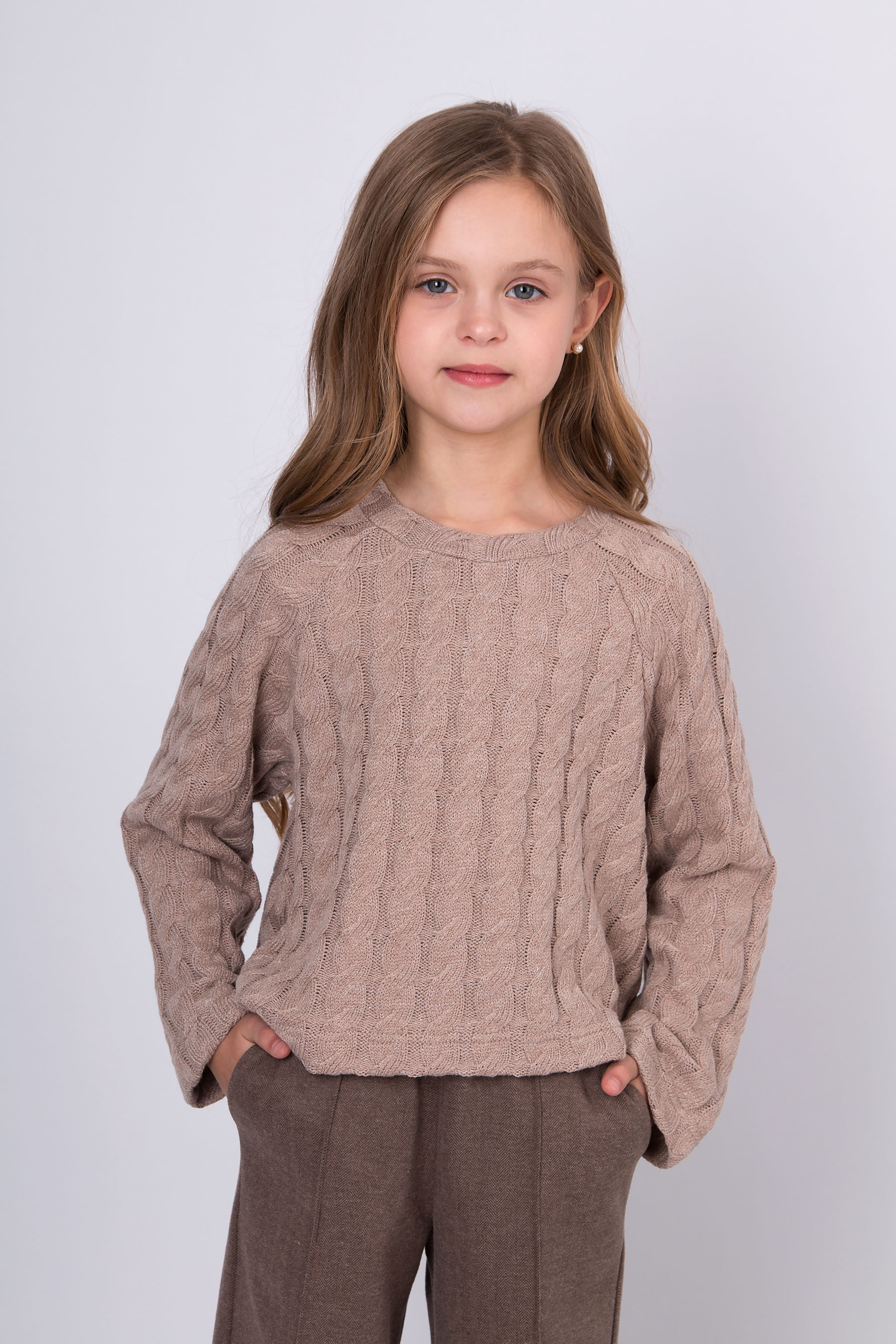 Кофта вязаний трикотаж для дівчинки бежевий Mevis 5745-04