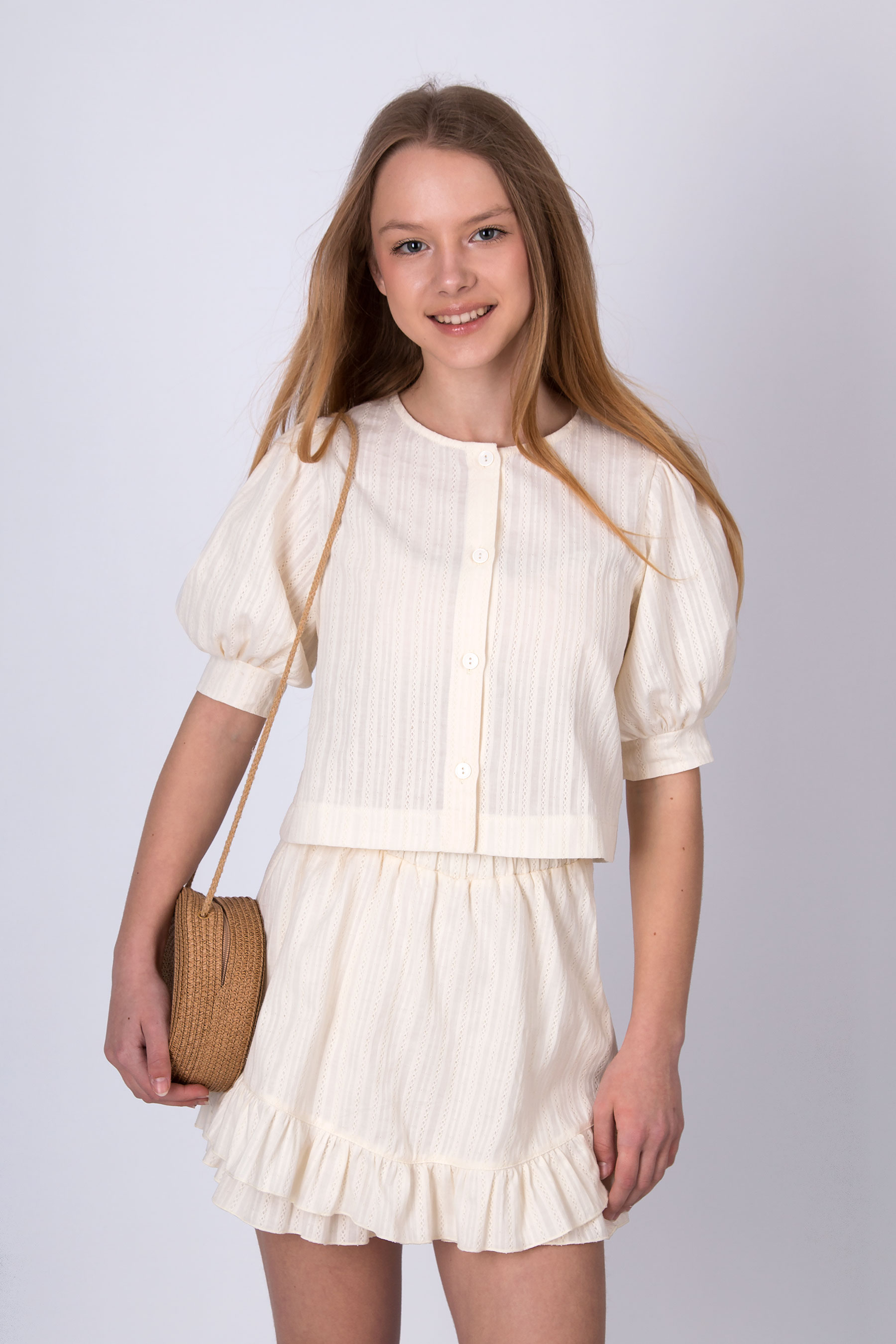 Костюм для дівчинки молочний Mevis 5859-01
