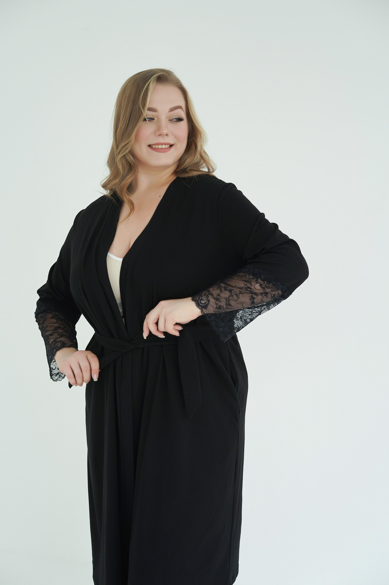 Халат для вагітних Soft Lace Унісекс чорний Мамин Дім 25318/чор