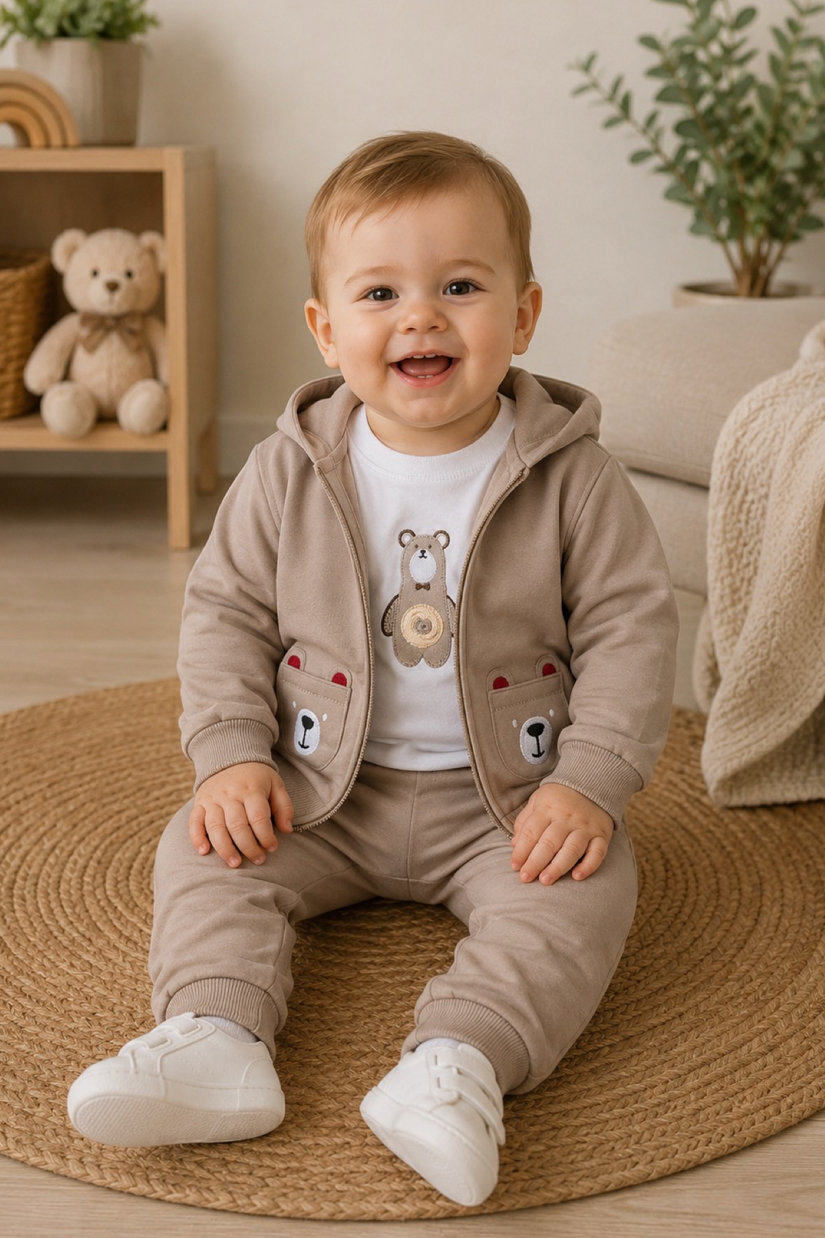 Костюм кофта, свитшот, штанишки для мальчика бежевий Alisa 8058/беж