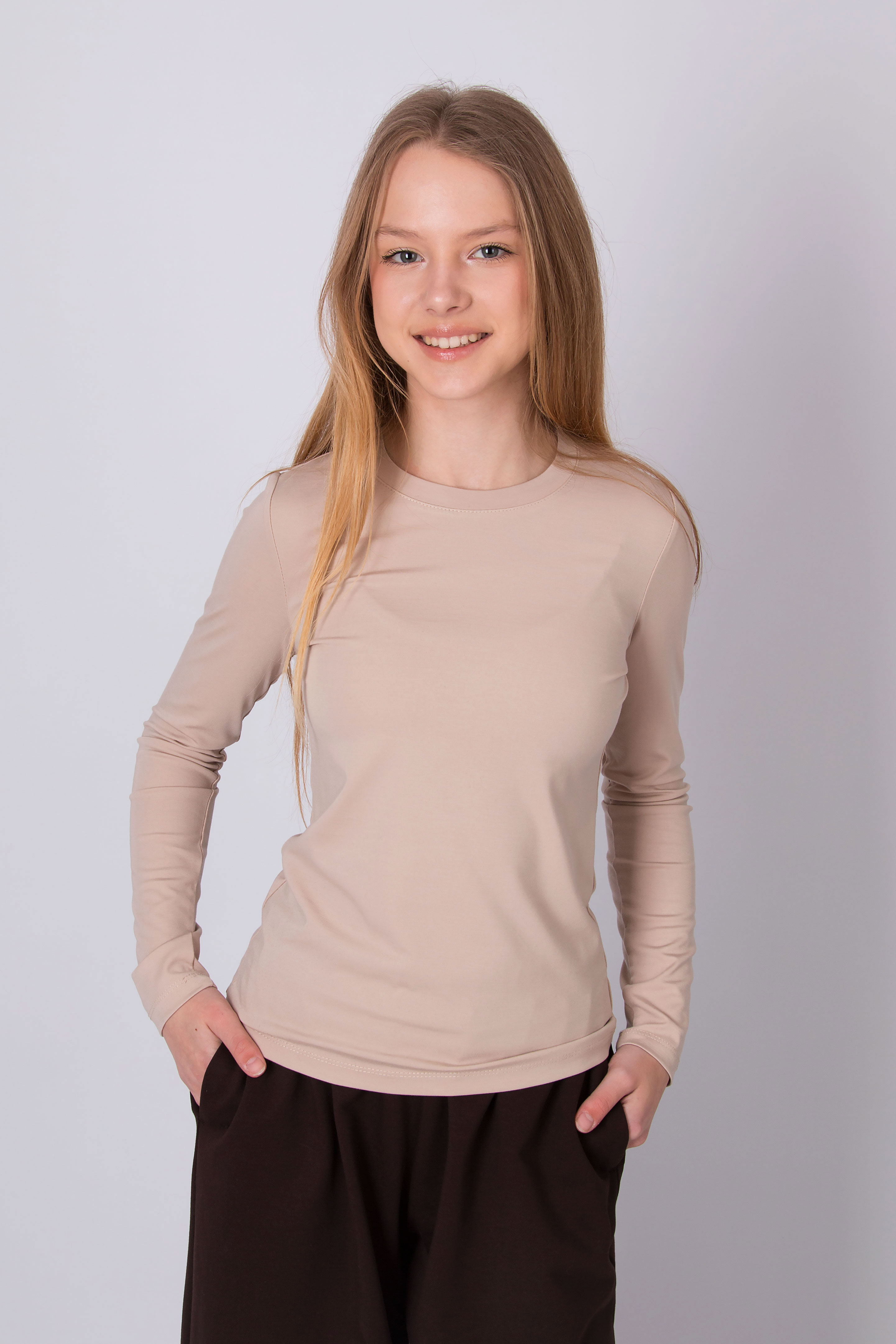 Лонгслів для дівчинки бежевий Mevis 5841-03