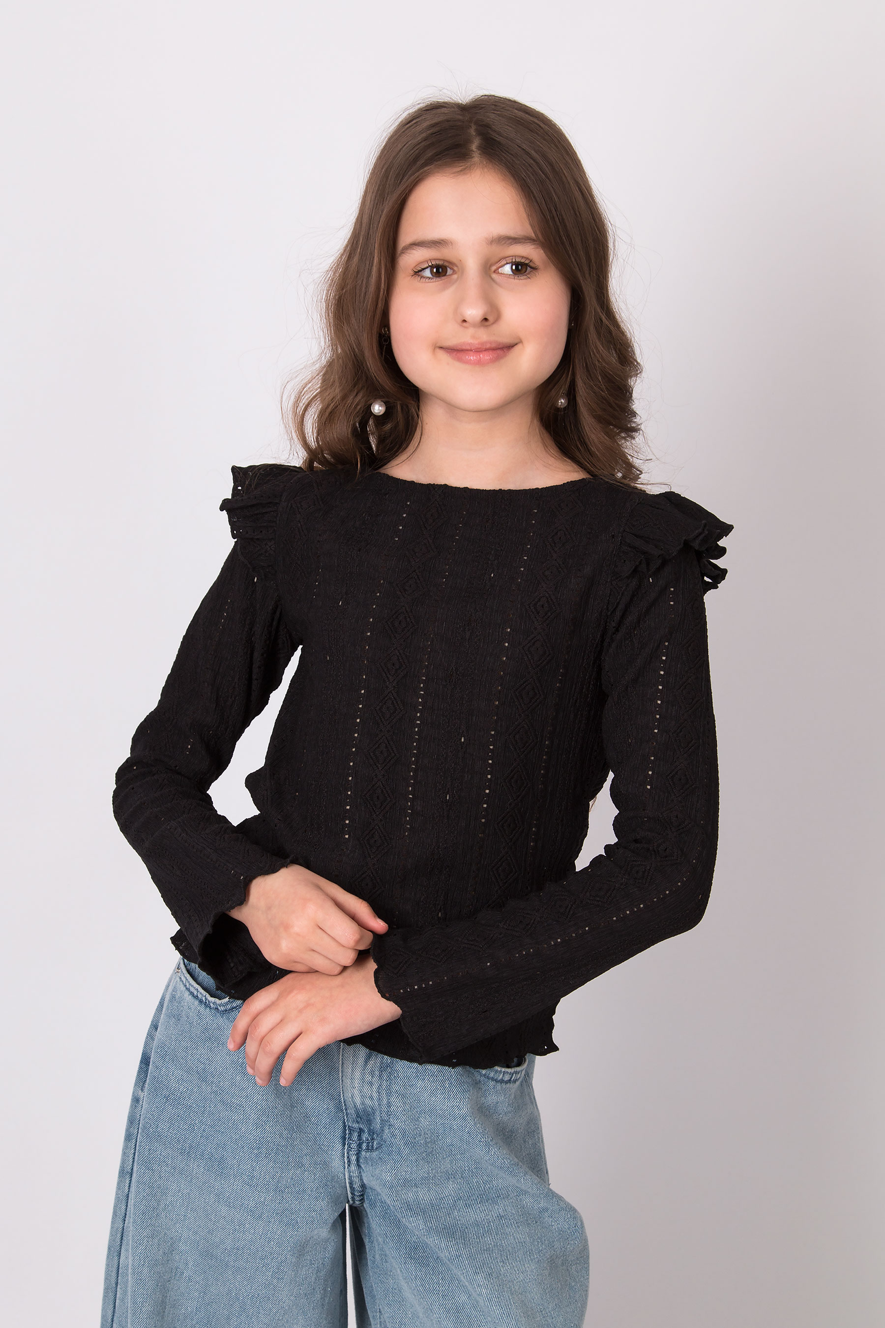 Лонгслів для дівчинки чорний Mevis 5855-02
