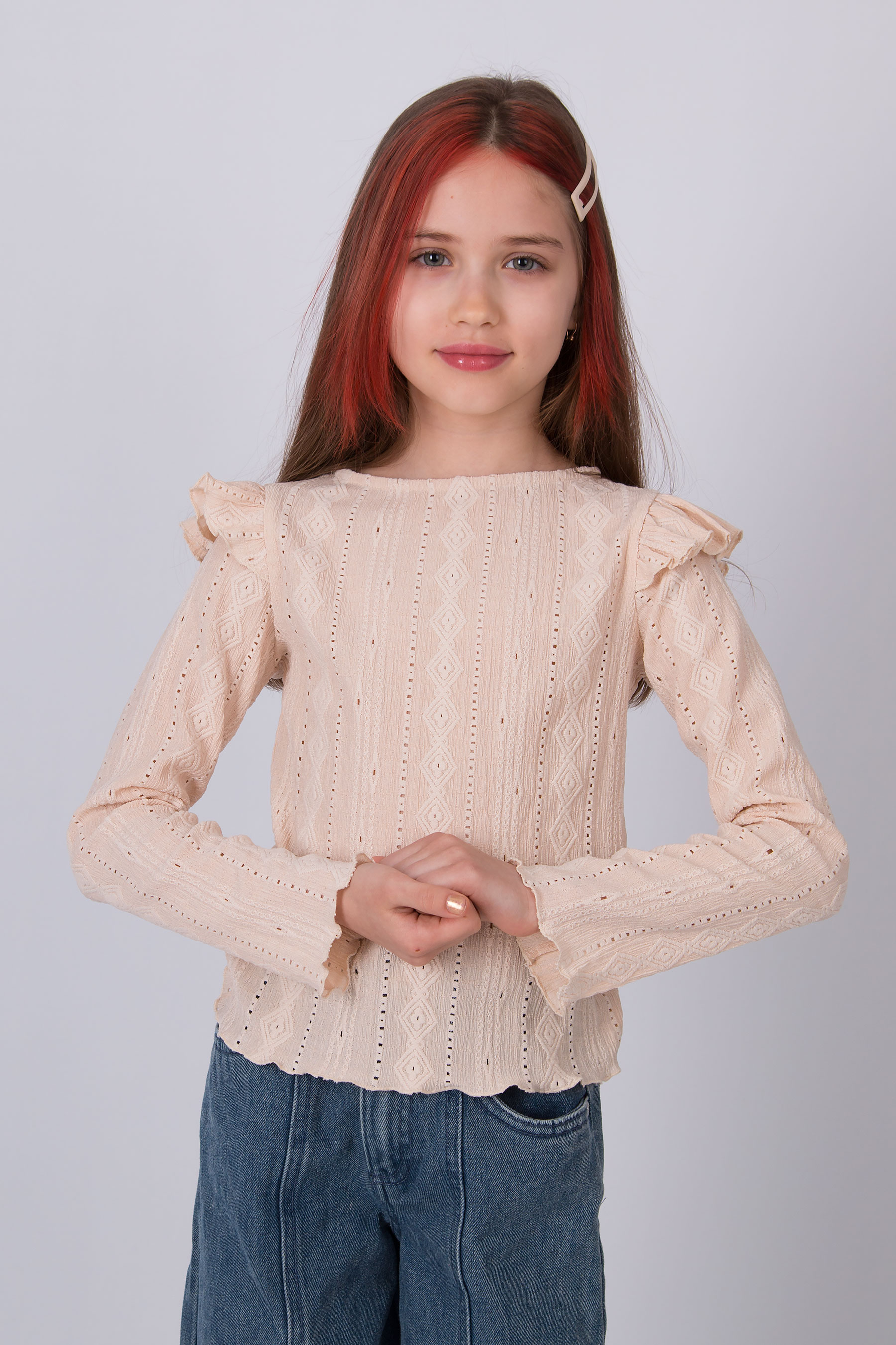 Лонгслів для дівчинки бежевий Mevis 5855-03