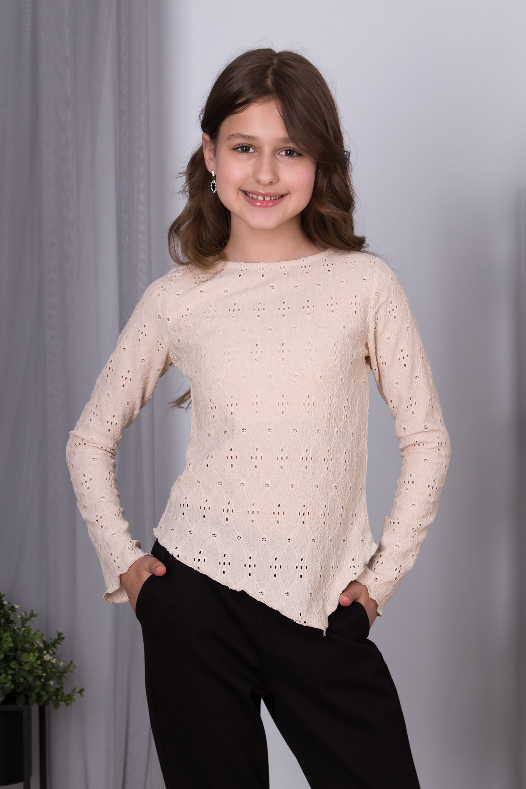 Лонгслів для дівчинки бежевий Mevis 5863-03