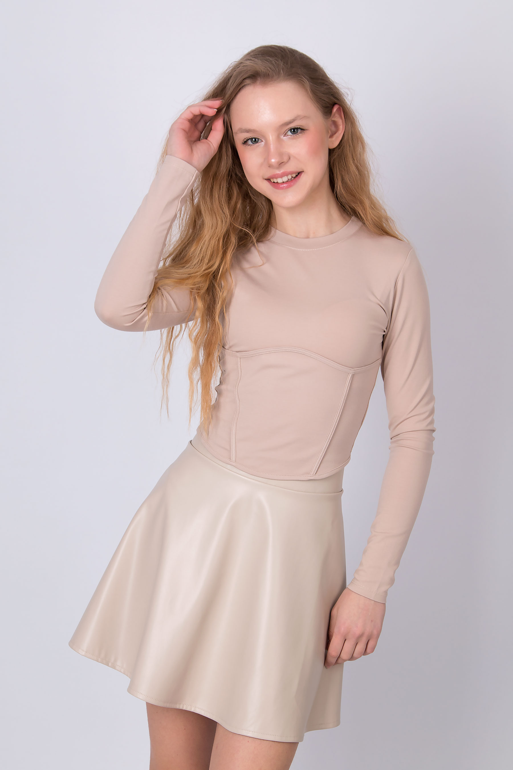 Лонгслів для дівчинки бежевий Mevis 5851-03