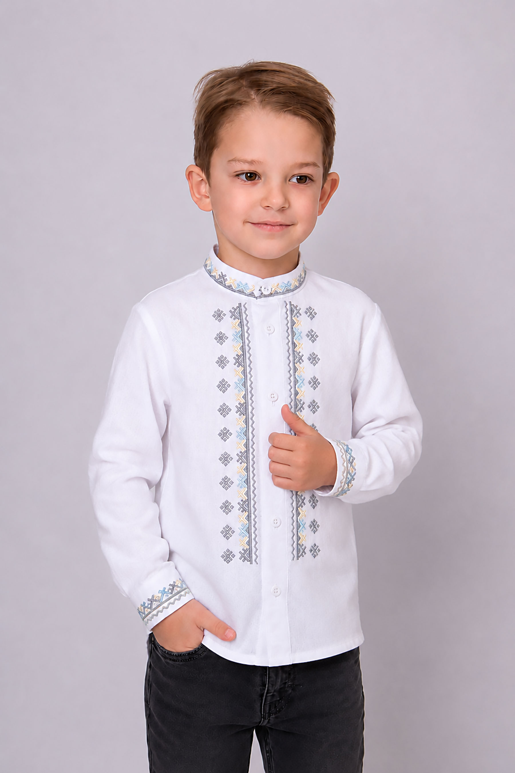 Вишиванка для хлопчика білий Mevis 5872-01