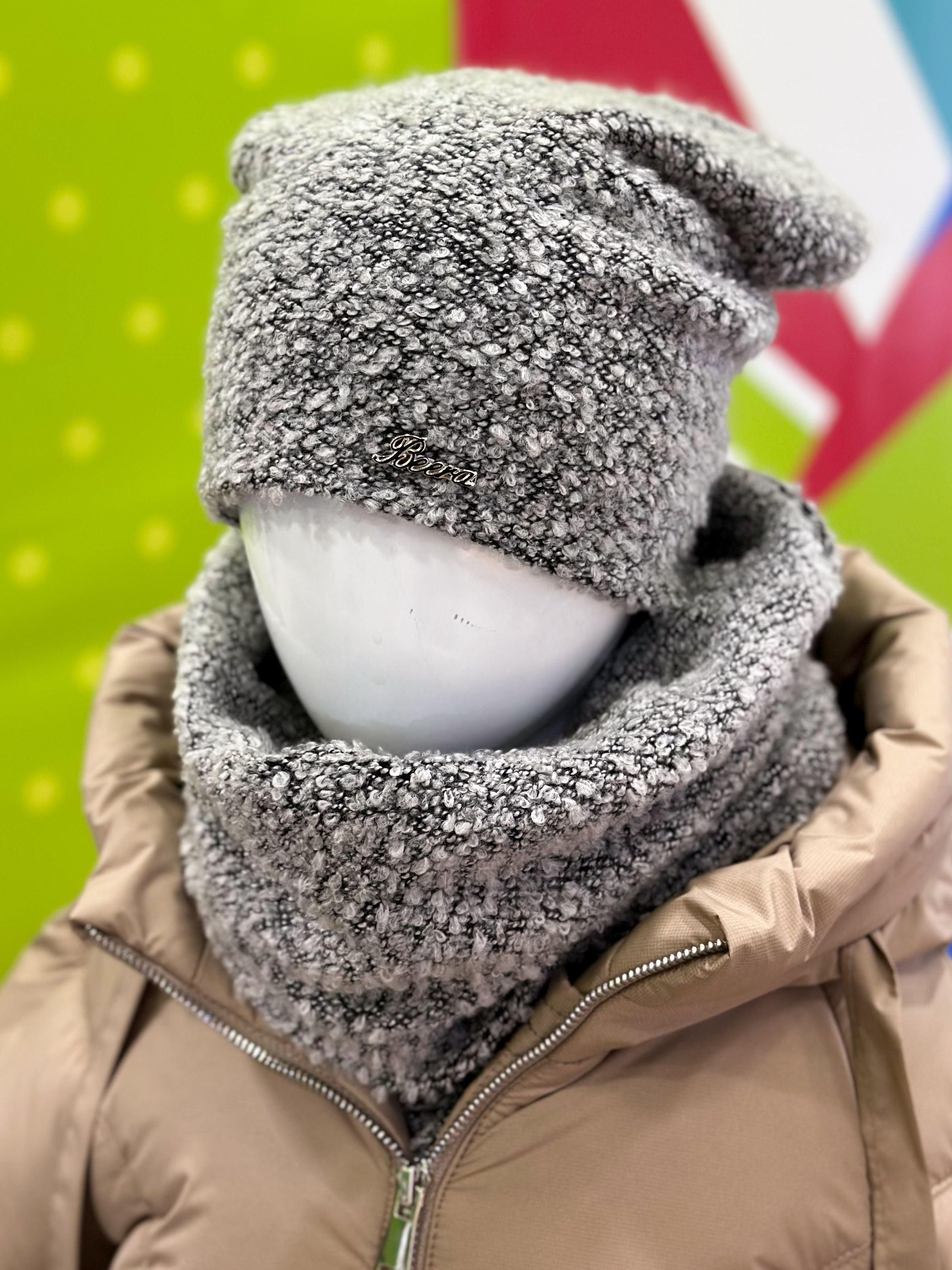 Шапка з хомутом для дівчинки сірий Beera bukle